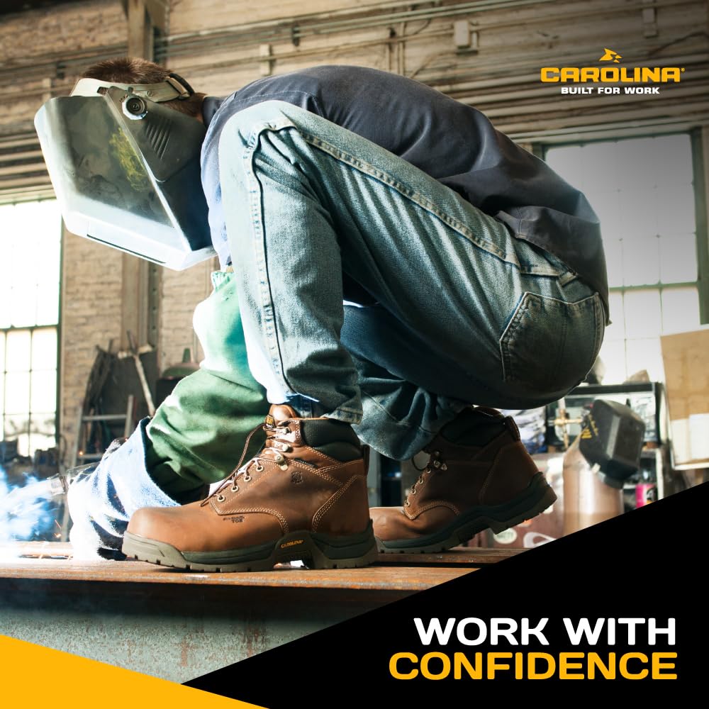 Carolina Bruno Lo 6 Inch Composite Toe Waterproof Work Boots for Men - Cushion Insole, AG7 Footbed, Oil & Slip Resistant Rubber Outsole, EH Rated Safety Shoes | Ideal for Construction, Warehouse & Outdoor Work