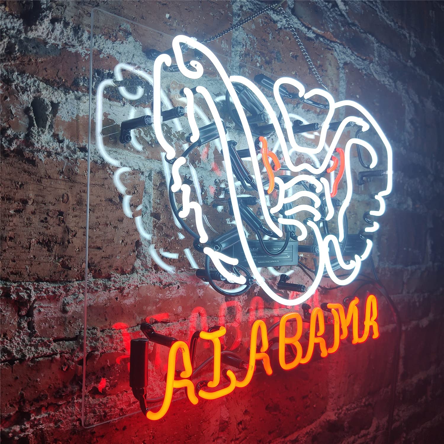 Custom ALABAMA Neon Light Sign - Real Glass Bar Signs for Home, Bedroom & Beer Bar Decor - Wall Hanging Neon Lights for Halloween & Christmas - Perfect for Parties, Gifts & Wall Art