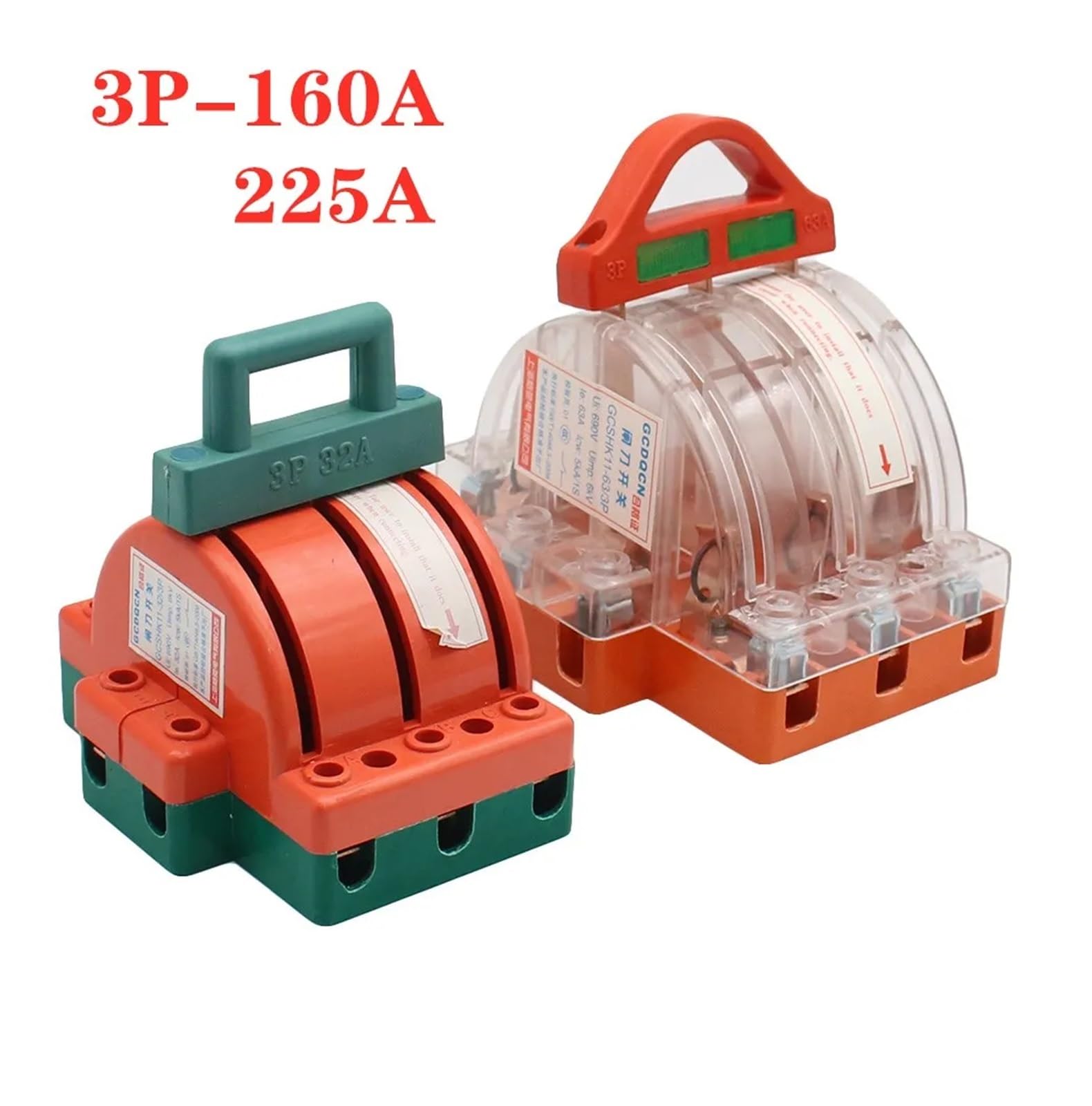3P Knife Switch 32A 63A 100A 160A 225A - High Power 220V Two-Phase Double Throw Disconnector (Transparent 3P 100A) - Ideal for Industrial Electrical Panels, Power Distribution & Motor Control Applications