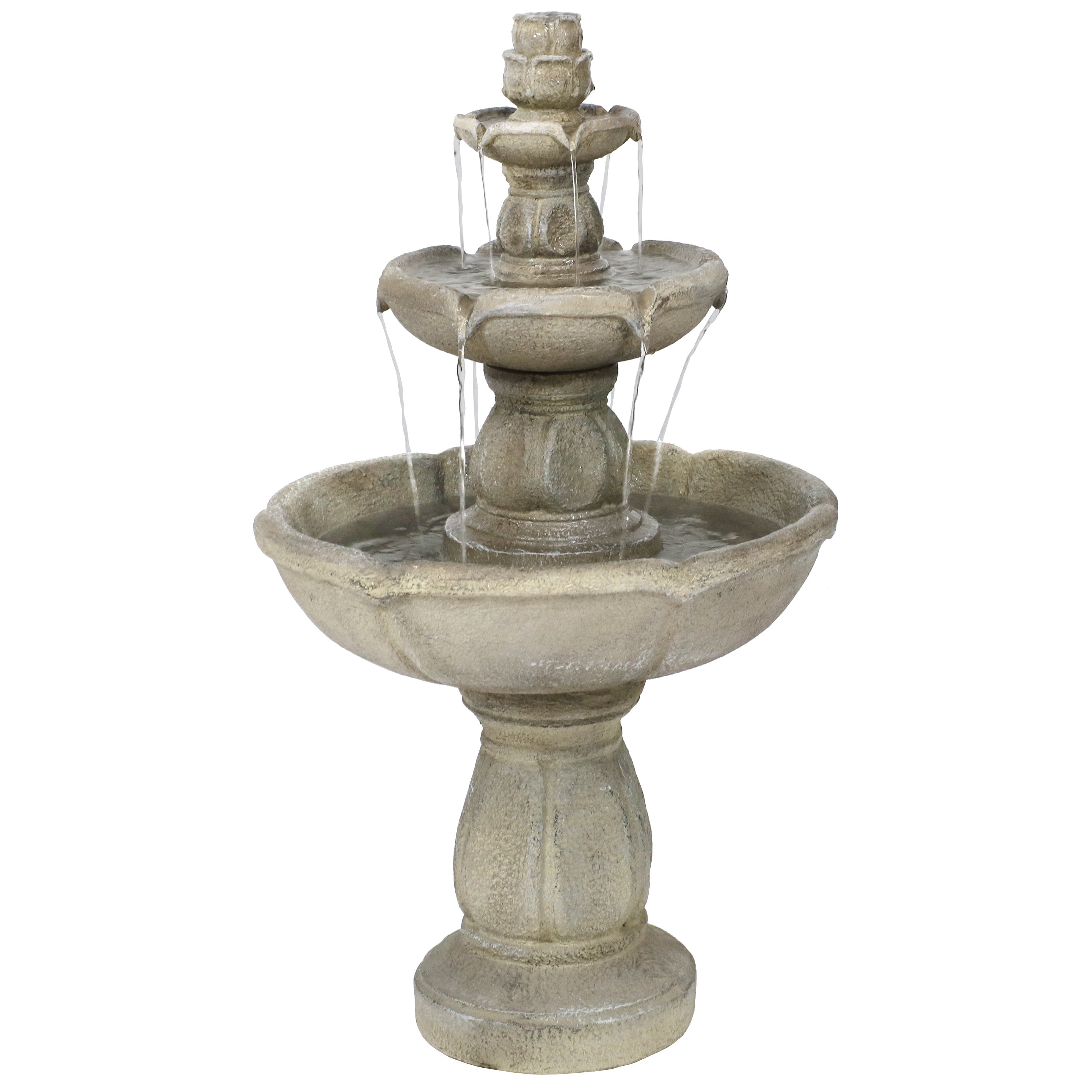Sunnydaze Birds' Delight Outdoor Water Fountain with Pump - 35 Inch Height, Solar Powered Garden Decor for Patio, Yard & Backyard - Attracts Birds & Creates Relaxing Ambience