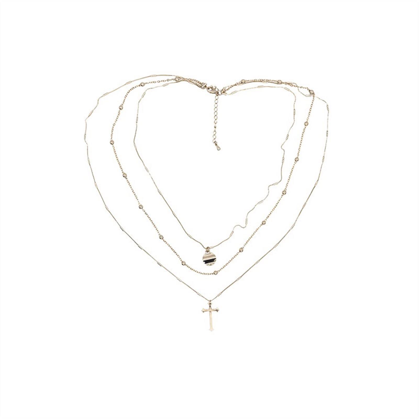 Multi-Layered Cross Pendant Necklace - Elegant Thin Chain Jewelry for Women, 18-24 Inch Adjustable Length | Perfect for Daily Wear, Date Nights & Special Occasions
