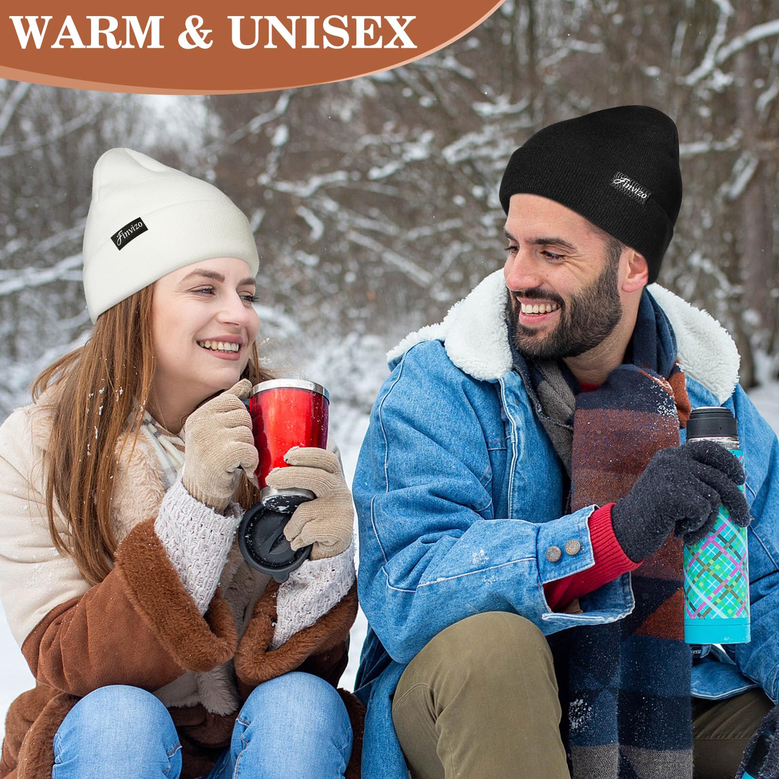 4 Pack Unisex Winter Beanie Hats for Men & Women - Warm Knit Cuffed Skull Caps for Cold Weather | Perfect for Skiing, Snowboarding & Outdoor Activities
