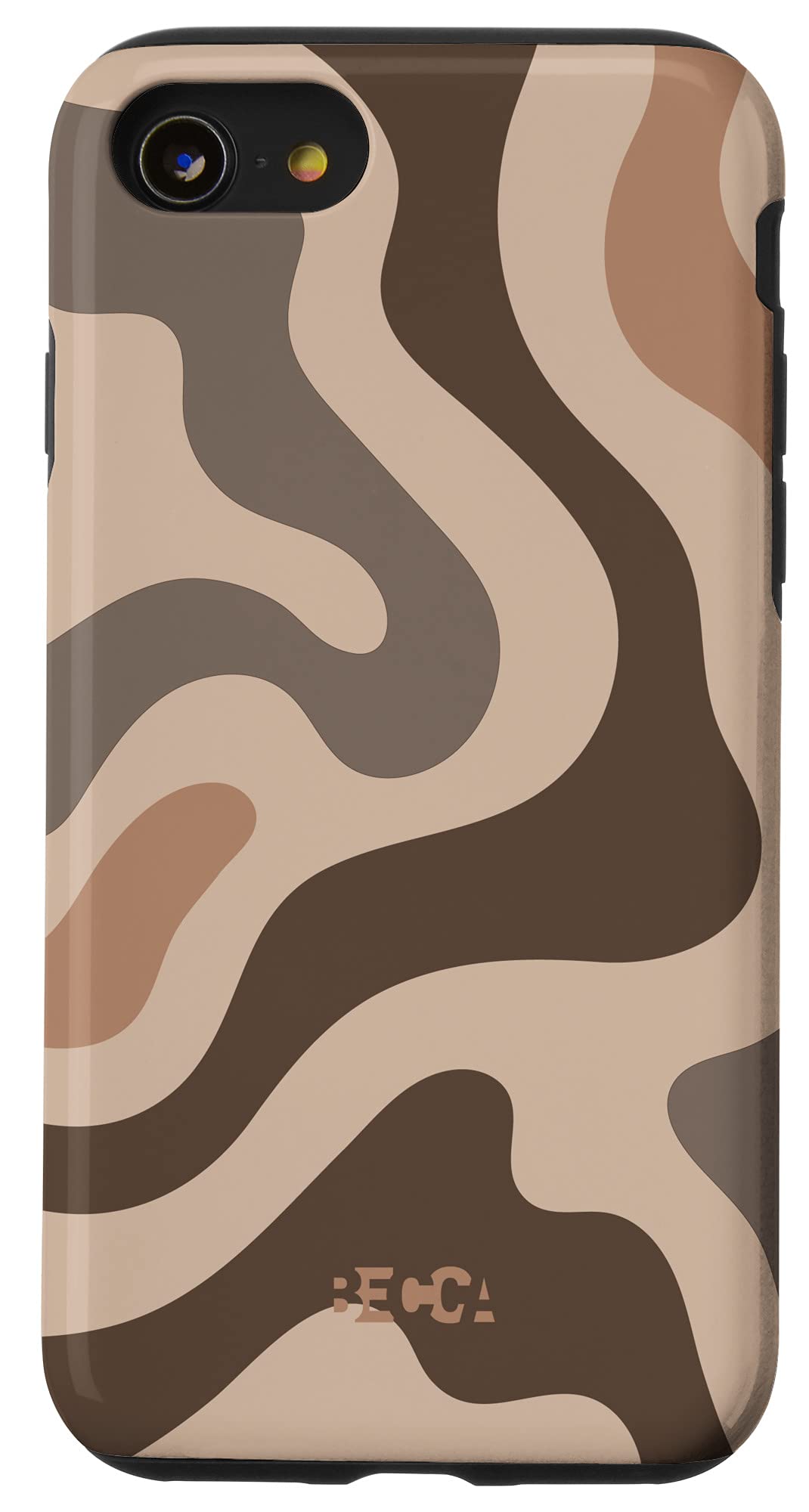 iPhone SE (2020) / 7 / 8 Retro Liquid Swirl Groovy Coffee Latte Pattern Brown Phone Case - Stylish Protection for Daily Use & Travel
