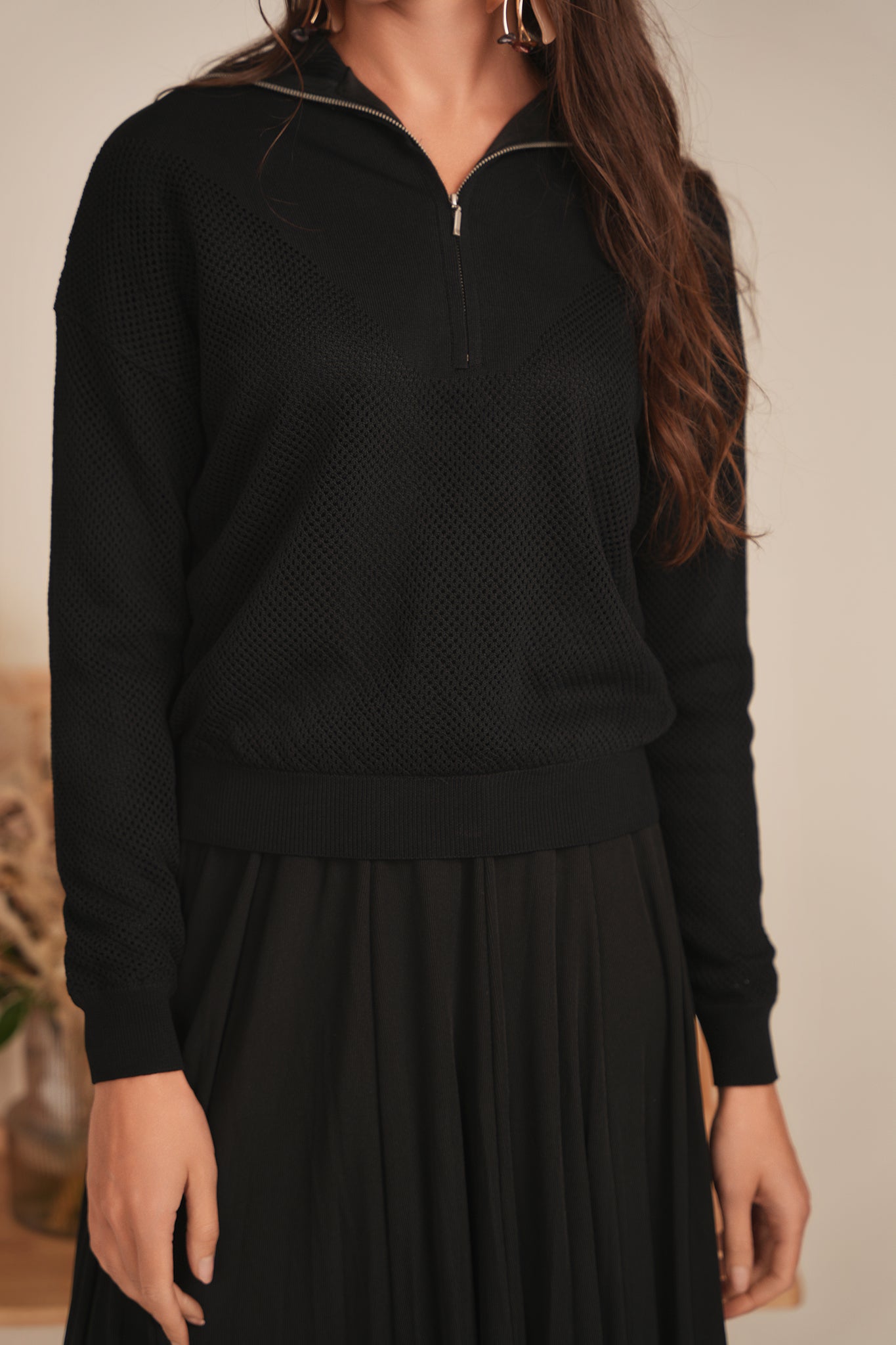 Crochet Zip Top for Women - Stylish Lace-Up Boho Blouse - Perfect for Summer, Beach, and Casual Outings