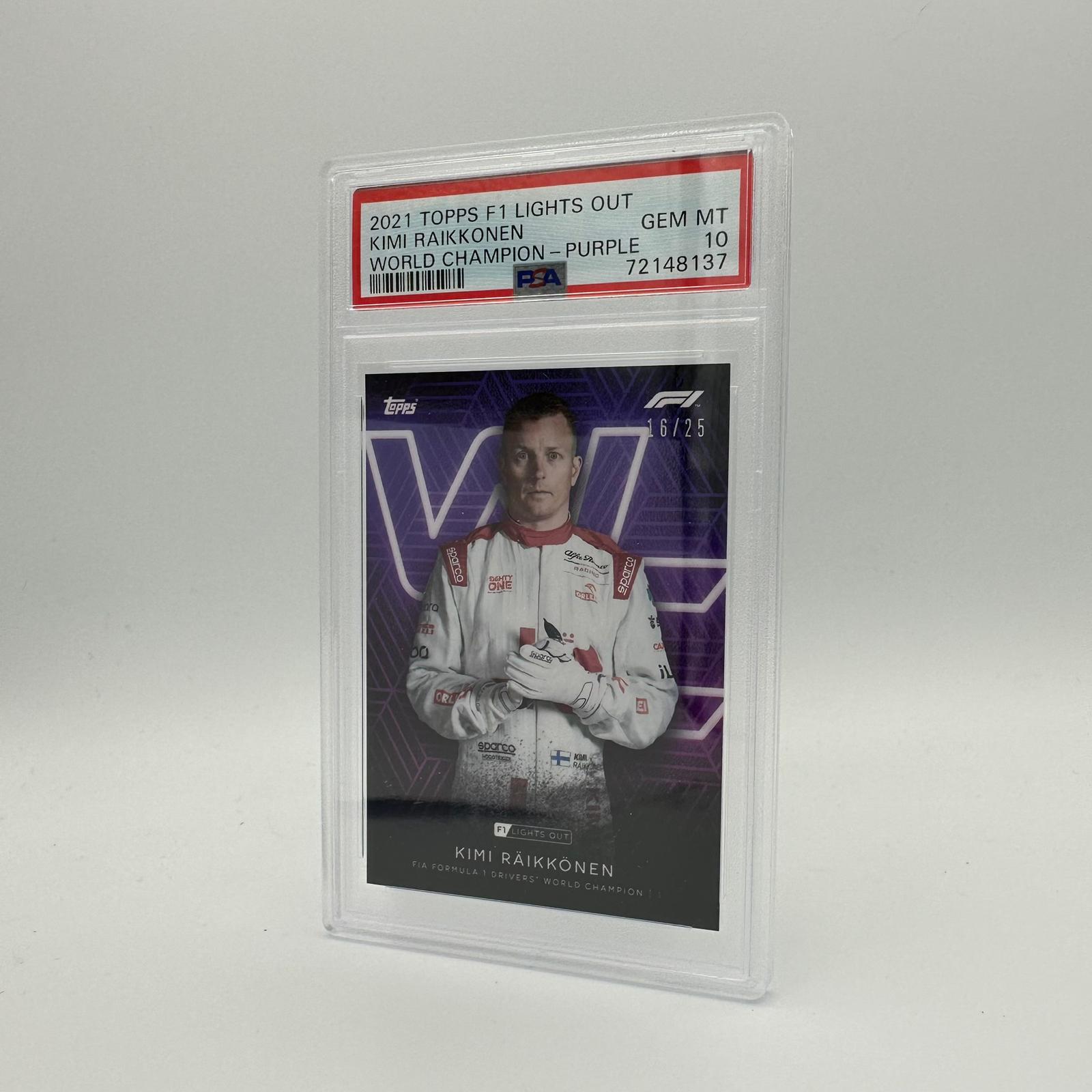 PSA 10 Graded 16/25 Kimi Raikkonen 2007 Formula 1 Drivers World Champion Trading Card - Rare Collectible for F1 Fans and Sports Memorabilia Enthusiasts