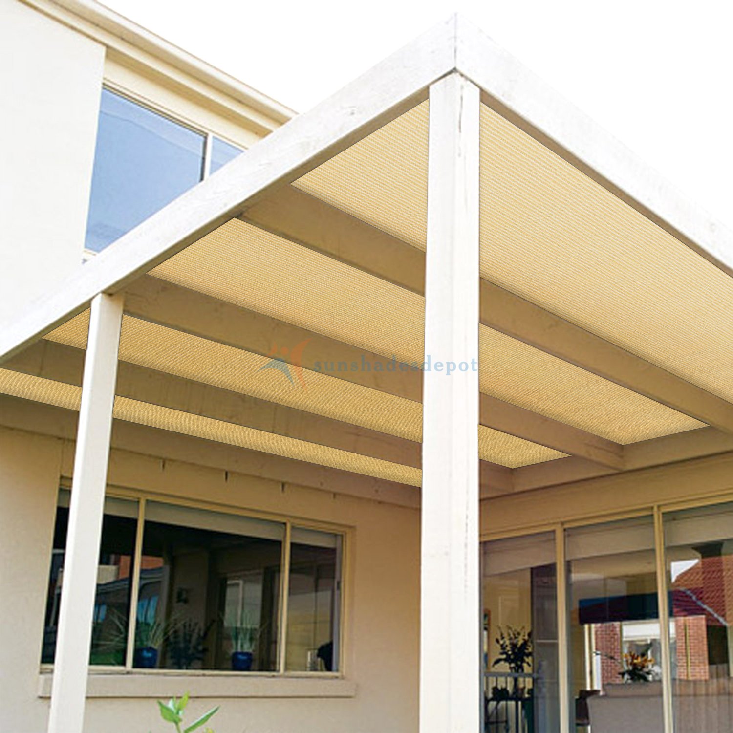TANG Sunshades Depot 8x120 Ft Beige Sunscreen Shade Fabric Roll - 95% UV Block Privacy Screen & Windscreen Cloth for Outdoor Garden, Greenhouse, Barn, Patio, and Pool Cover - Durable Mesh Fabric Raw Roll Without Grommets