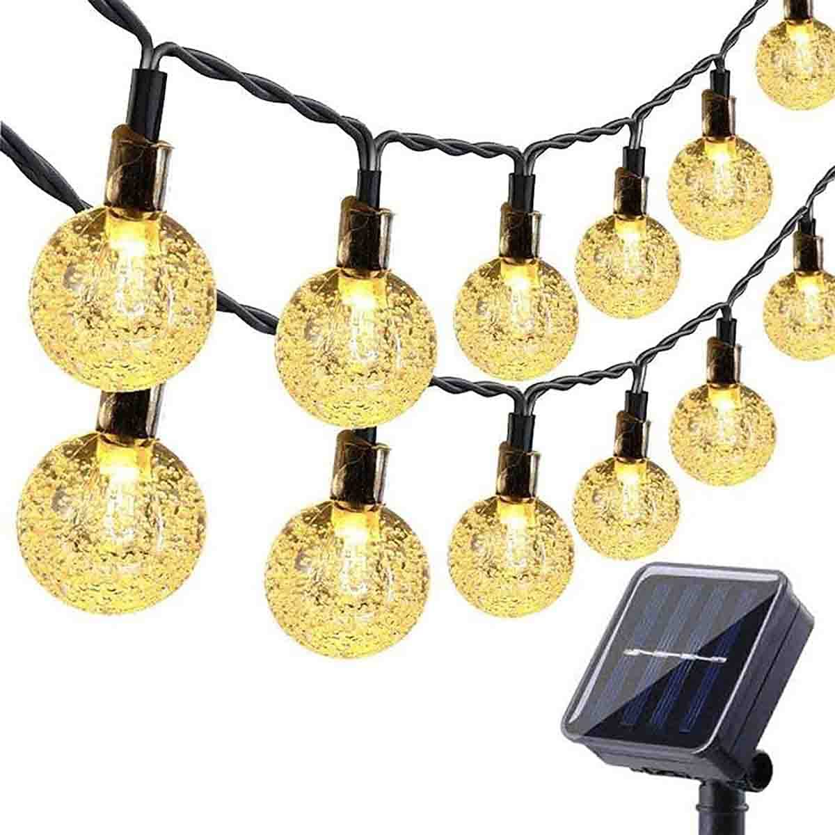 50 LED Crystal Globe Solar String Lights - 23FT Super Bright Waterproof Outdoor Solar Lights for Garden, Patio, Balcony, Party & Wedding Decor (Warm White) | Perfect for Backyard, Landscape Lighting & Evening Ambiance