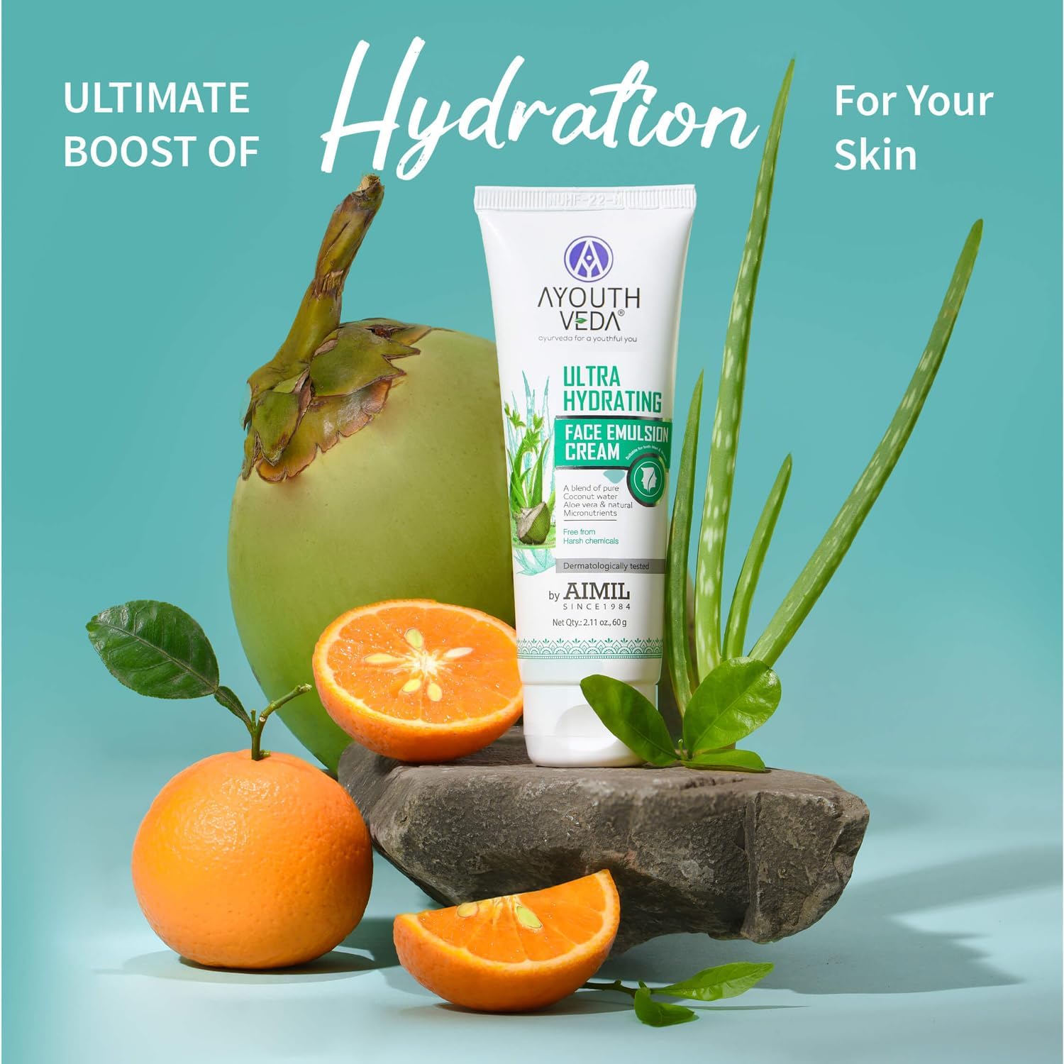 Nutraniux Vnz Ultra Hydrating Face Emulsion Cream with Coconut Water, Aloe Vera & Green Tea - Long Lasting Moisturizer for Dry Skin, Reduces Dark Spots & Blemishes | Pack of 5 (60g Each) | Perfect for Daily Skincare Routine & Nighttime Hydration