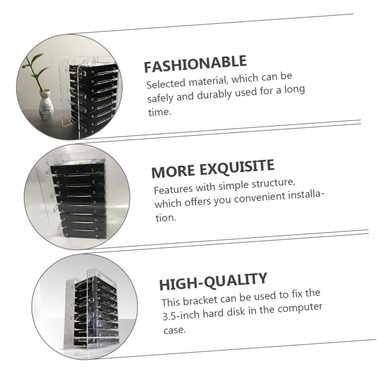 Housoutil 4 Sets Clear Acrylic HDD Shelf - External Hard Drive Case & DIY Hard Disk Rack for 3.5