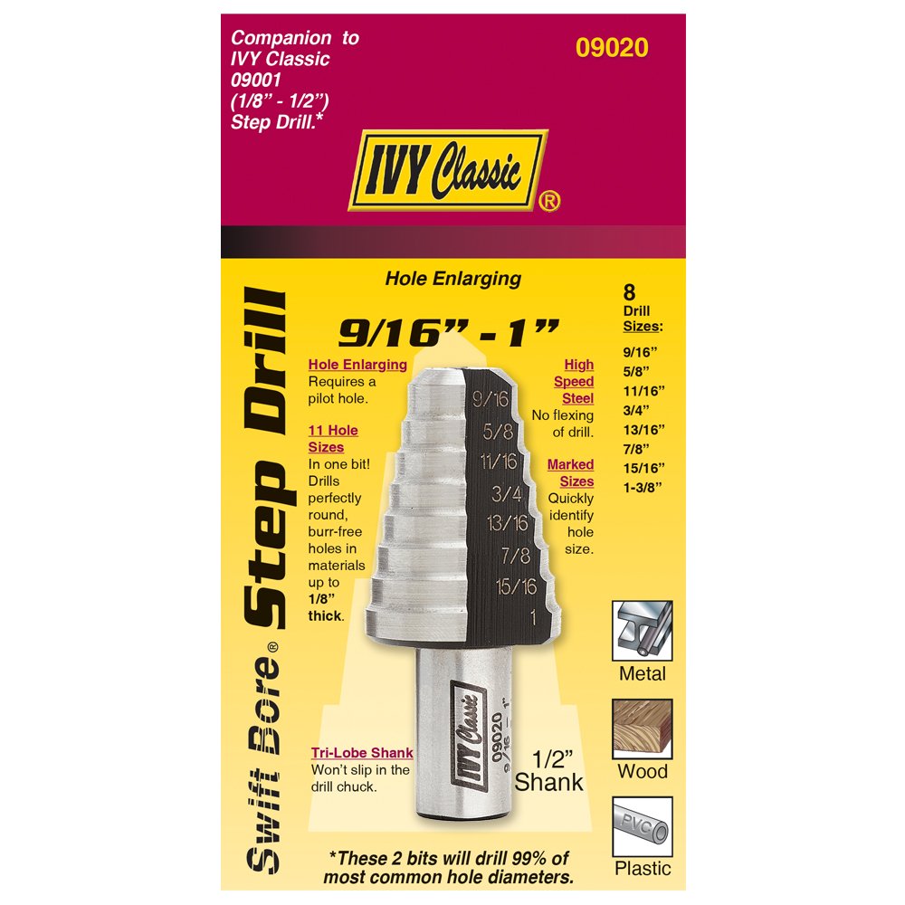 IVY Classic 09020 8-Hole Step Drill Bit Set - 9/16