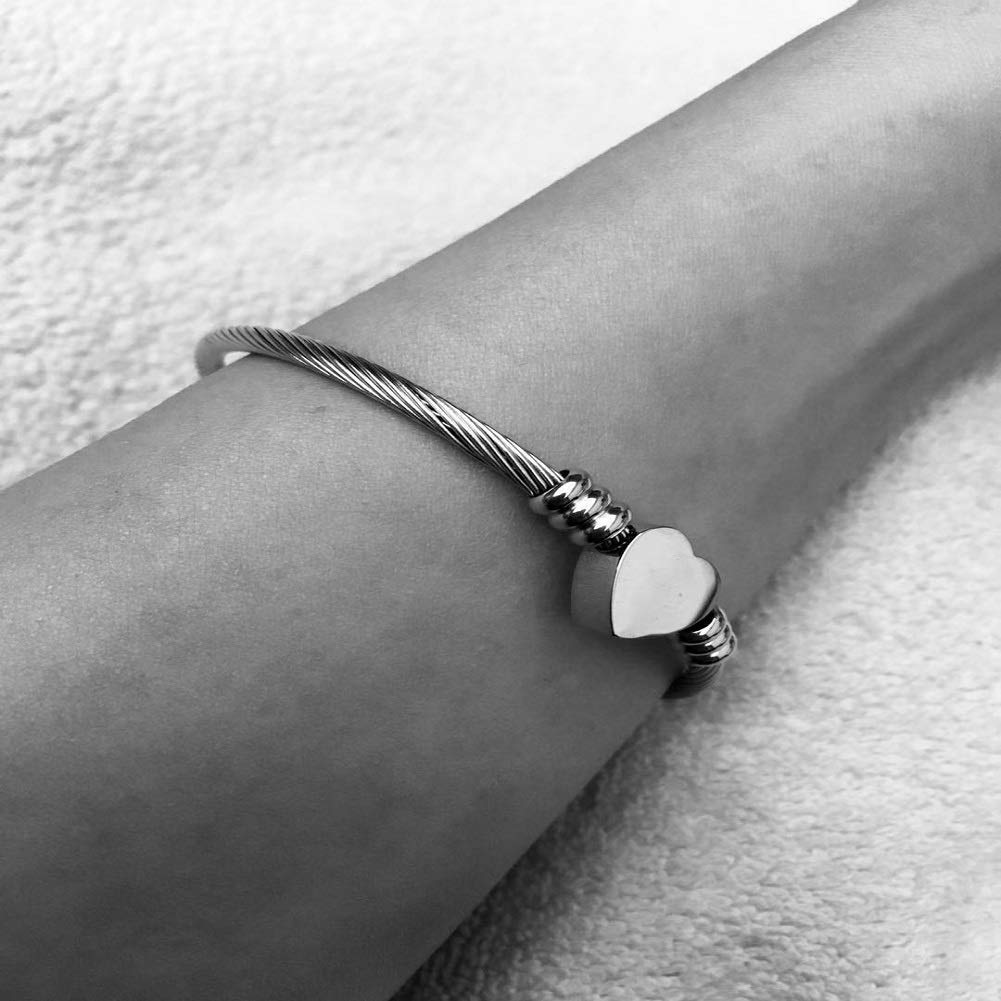 Trendy Stainless Steel Triple Stackable Twisted Wire Bangle Bracelet Set for Women - Elegant Beaded Charm Bracelets for Everyday Wear, Gift Giving & Special Occasions