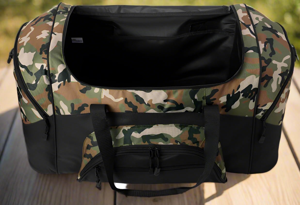 **Large Pink Ribbon Camo Duffle Bag - Breast Cancer Awareness Travel Luggage for Women, Gym, Sports & Weekend Getaways**