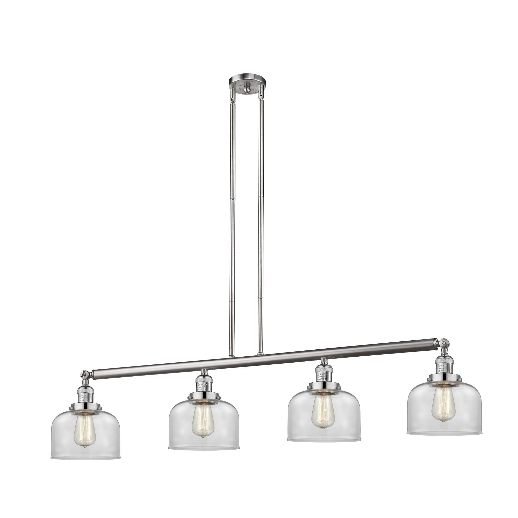214-PC-G72 Large Bell 3 Light Island Pendant Light in Polished Chrome - Perfect for Kitchen Islands, Dining Rooms, and Modern Home Decor