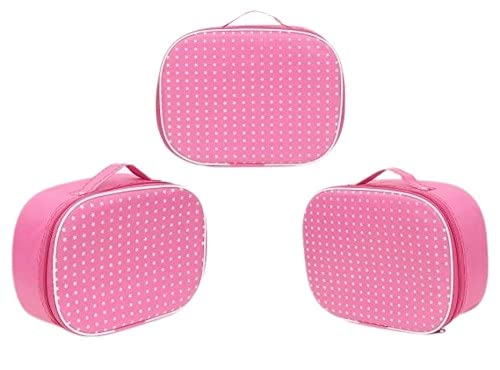 Supreme Quality 3-Piece Cosmetic Box Set - Vanity Box, Makeup Organizer & Travel Pouch (Pink) | Perfect for Travel, Home Storage & Makeup Organization