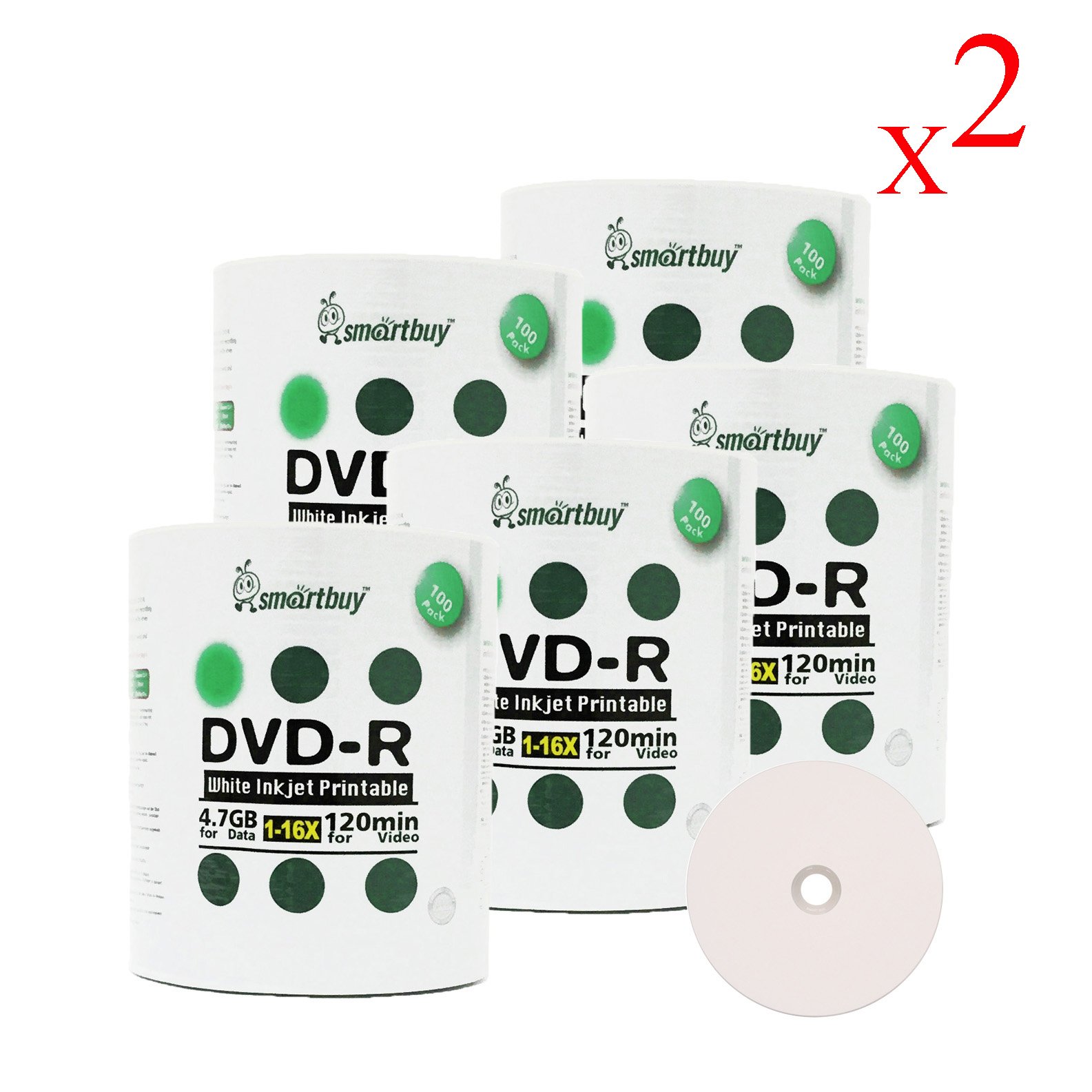1000 Pack DVD-R 4.7GB 16x White Printable Inkjet Blank Recordable Discs - Bulk Blank Media for Data Storage, Video Recording & Archiving - Ideal for Home, Office & Professional Use