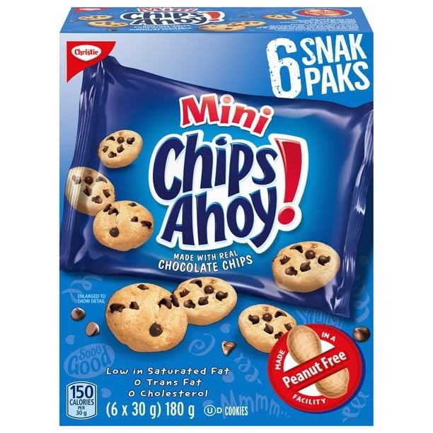 Original Mini Chips Ahoy! Cookies - 180g/6.3oz (Pack of 3) | Perfect School Snacks, Lunch Box Treats & After-School Snacks | Crunchy Chocolate Chip Cookies Shipped from Canada