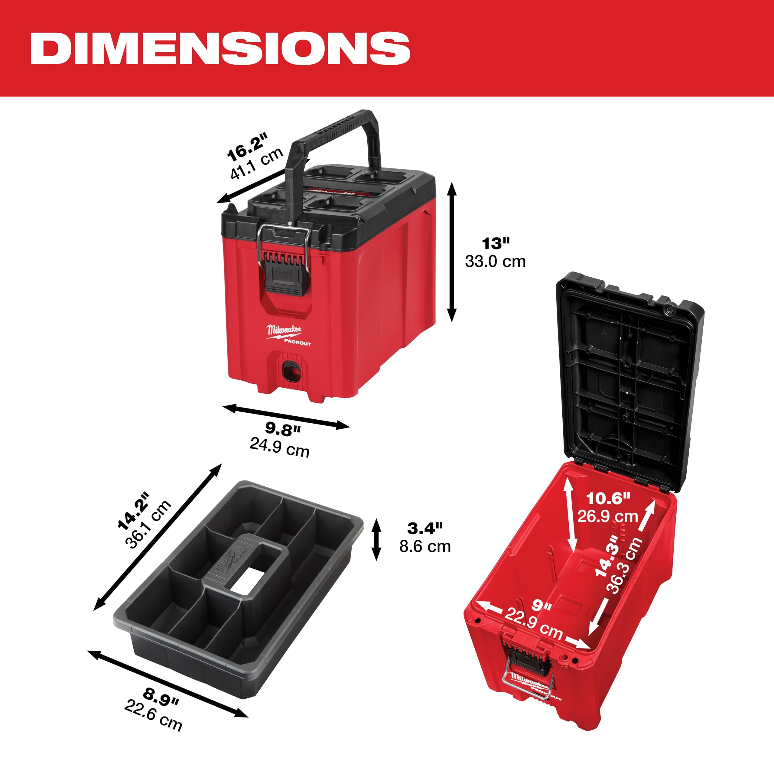 Milwaukee 48-22-8422 PACKOUT Compact Tool Box - Durable Portable Storage for Tools & Equipment | Perfect for Job Sites, Workshops & DIY Projects