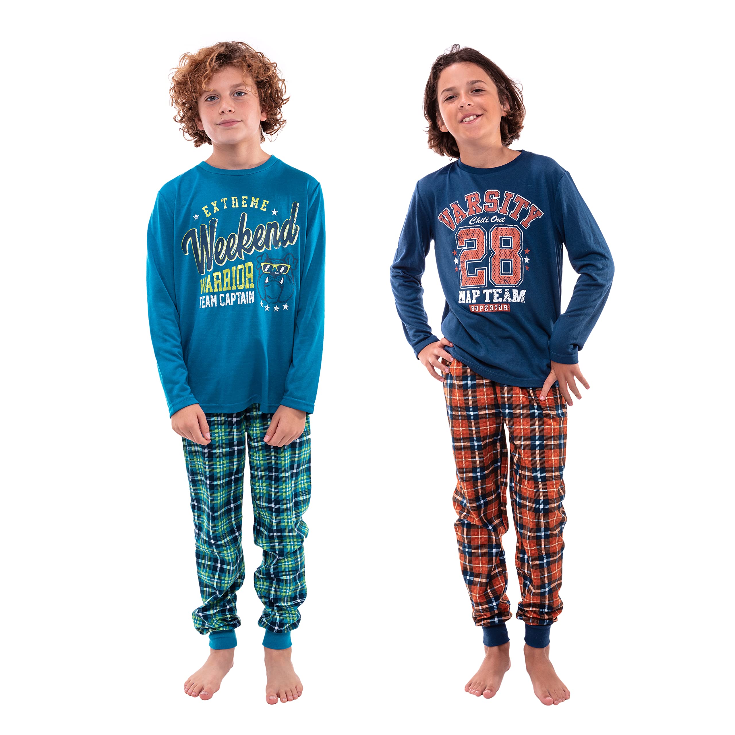Boys 4-Piece Pajama Set - Long Sleeve Sleep Shirts & Soft Pajama Pants for Comfortable Nightwear | Perfect for Bedtime, Lounging & Sleepovers