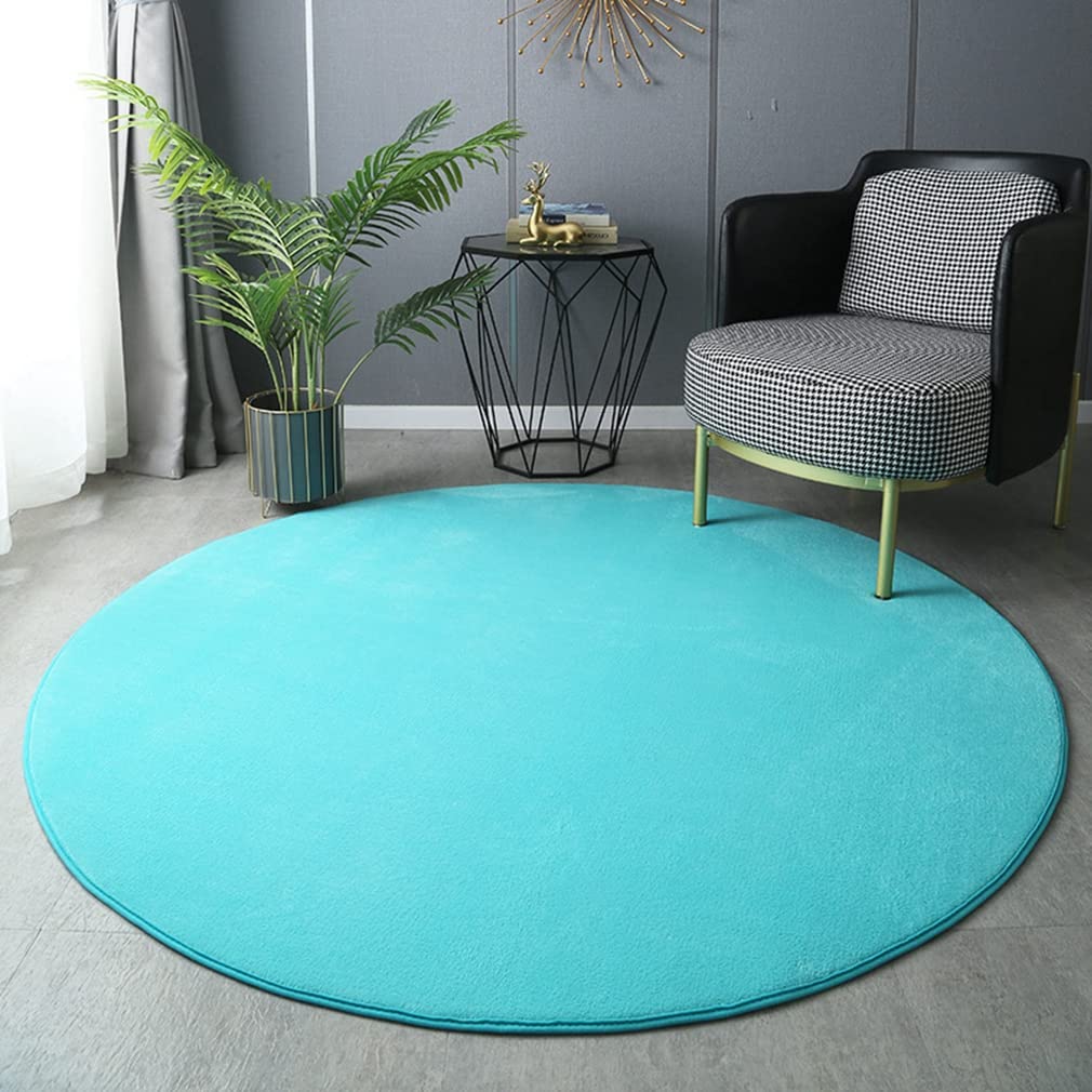 Ultra Soft Solid Round Area Rugs - Non-Slip Cozy Coral Fleece Carpet for Living Room, Bedroom & Bathroom - Modern Circular Home Décor Indoor/Outdoor Rug - Dark Blue 3.9' X 3.9' - Perfect for Cozy Spaces, Nursery & Pet-Friendly Areas