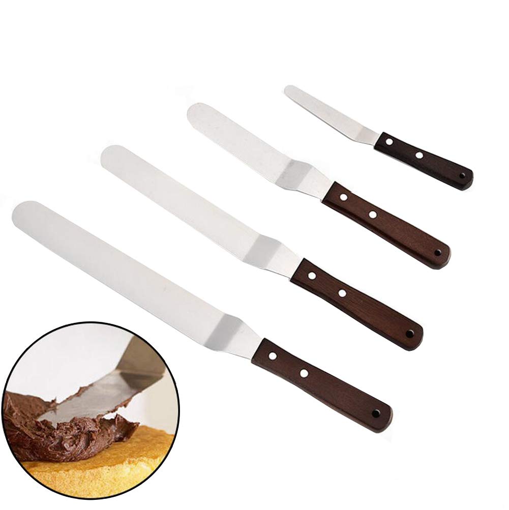 Premium Stainless Steel Offset Icing Spatula with Ergonomic Wooden Handle - Perfect for Cake Decorating, Frosting, Baking & Pastry Making - Ideal for Home Bakers & Professional Chefs