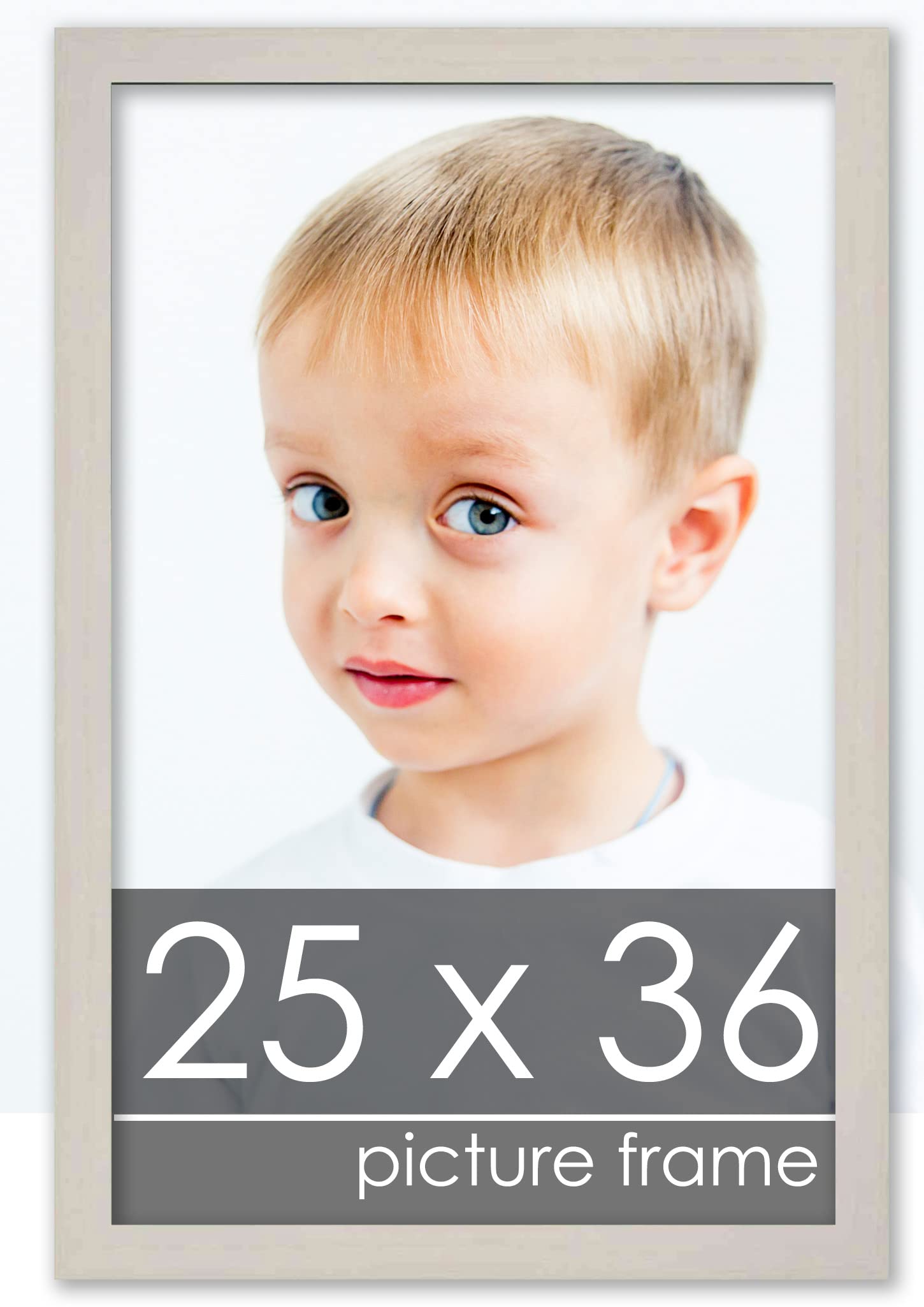 25x36 Traditional White Washed Wood Picture Frame with UV Acrylic & Foam Board Backing - Includes Hanging Hardware for Wall Decor | Perfect for Posters, Art Prints, and Home Office Decor