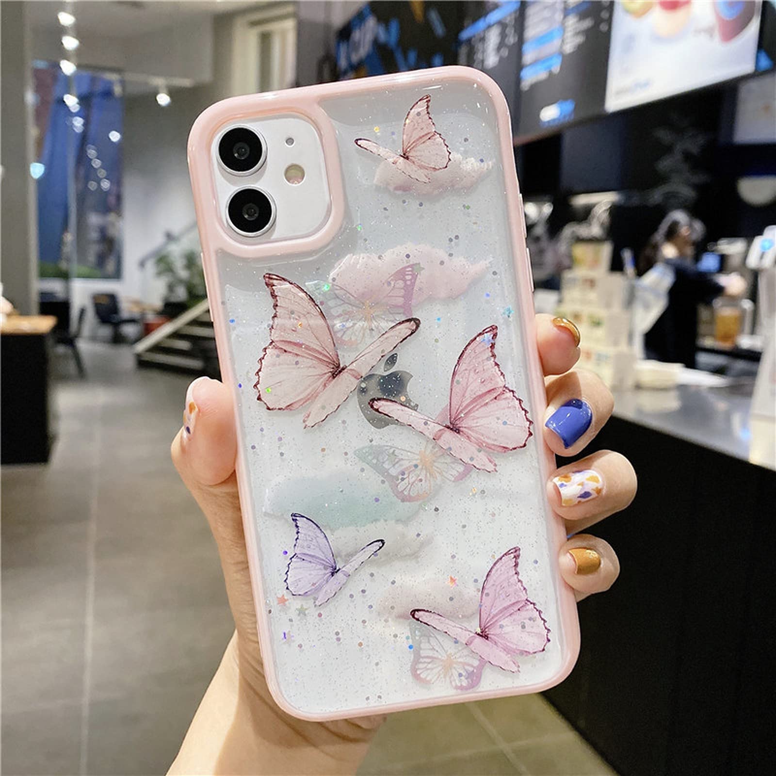 Gorgeous Clear Glitter Butterfly Soft Phone Case for iPhone 12 Mini 11 Pro Max Xs Max Xr X 6S 7 8 Plus SE - Stylish Cute Shell for Xs Max - Perfect for Everyday Use and Gift Giving
