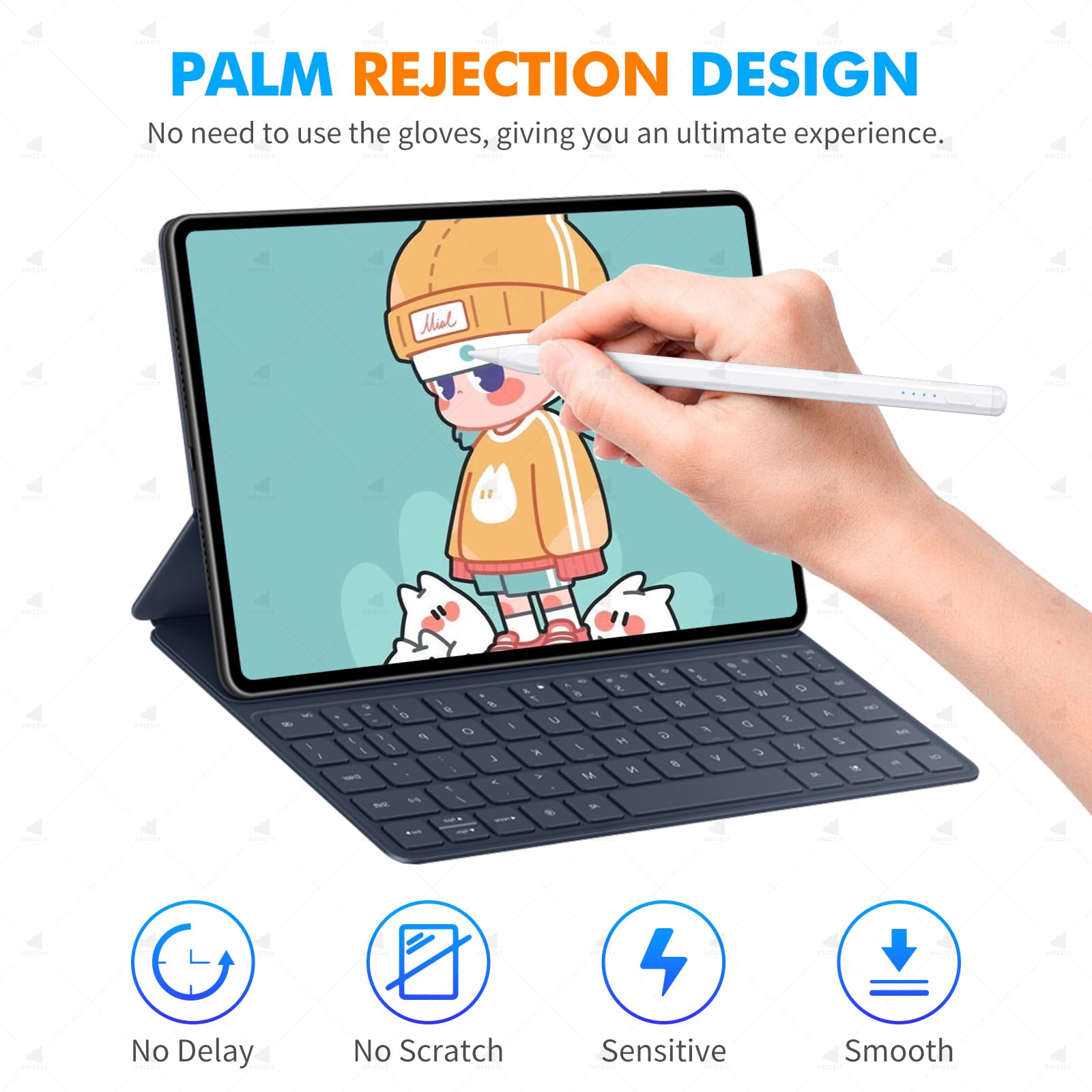 Premium Stylus Pen for iPad with Palm Rejection & Fast Charging - Active Pencil Compatible with Apple iPad Pro (2018-2023, 11/12.9 Inch), iPad Air 3/4/5, iPad 6/7/8/9/10, iPad Mini 5/6 - Perfect for Drawing, Note Taking & Digital Art