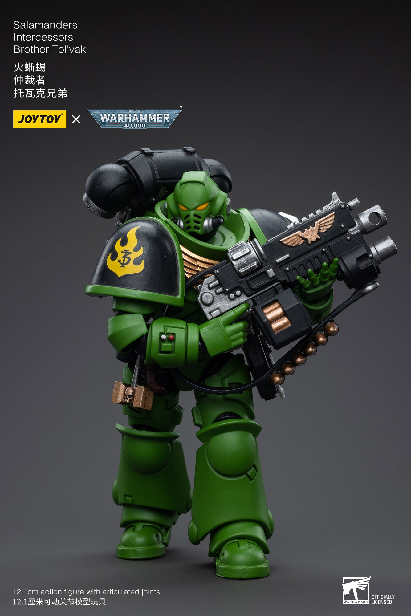 JOYTOY 1/18 Scale 3.75 Inch Warhammer 40K Salamanders Intercessors Brother Tol'vak Action Figure - Collectible Miniature for Tabletop Gaming & Display
