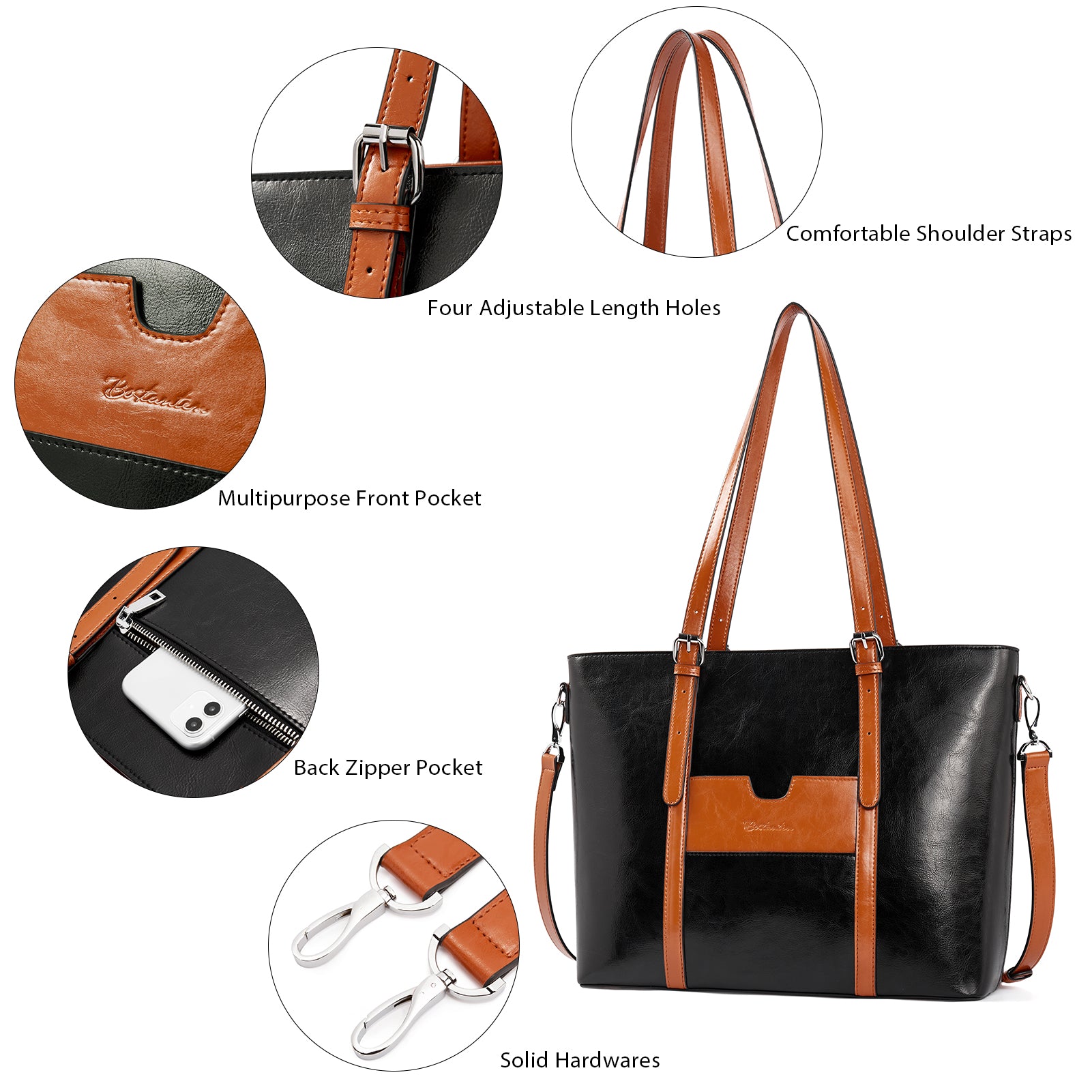 Carol Women's Professional Work Tote Bag - 15.6 Inch Laptop Briefcase for Office, Business & Travel - Spacious Work Bag with Padded Laptop Compartment & Multiple Pockets