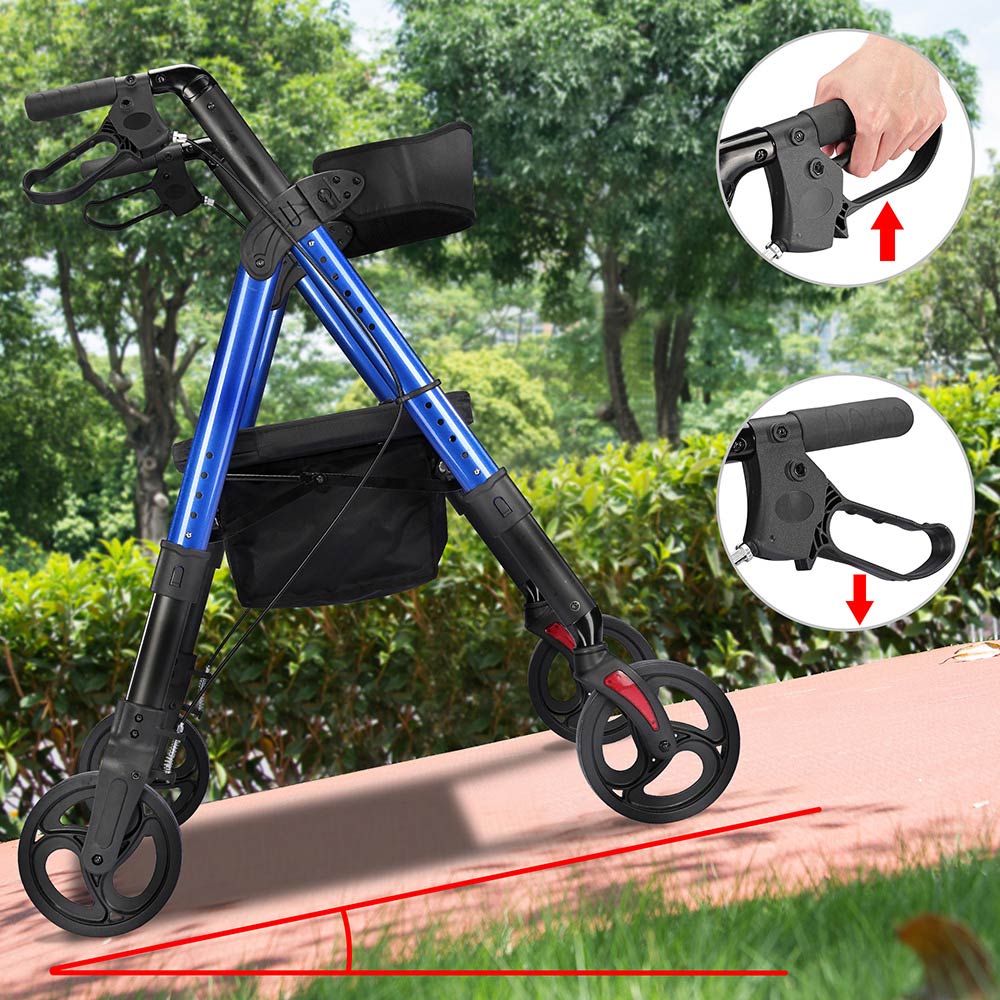 Premium Aluminum Rollator Walker with Seat & Back Support - Heavy Duty 450lbs Capacity, 8 Smooth-Rolling Casters - Ideal for Seniors, Mobility Assistance & Indoor/Outdoor Use
