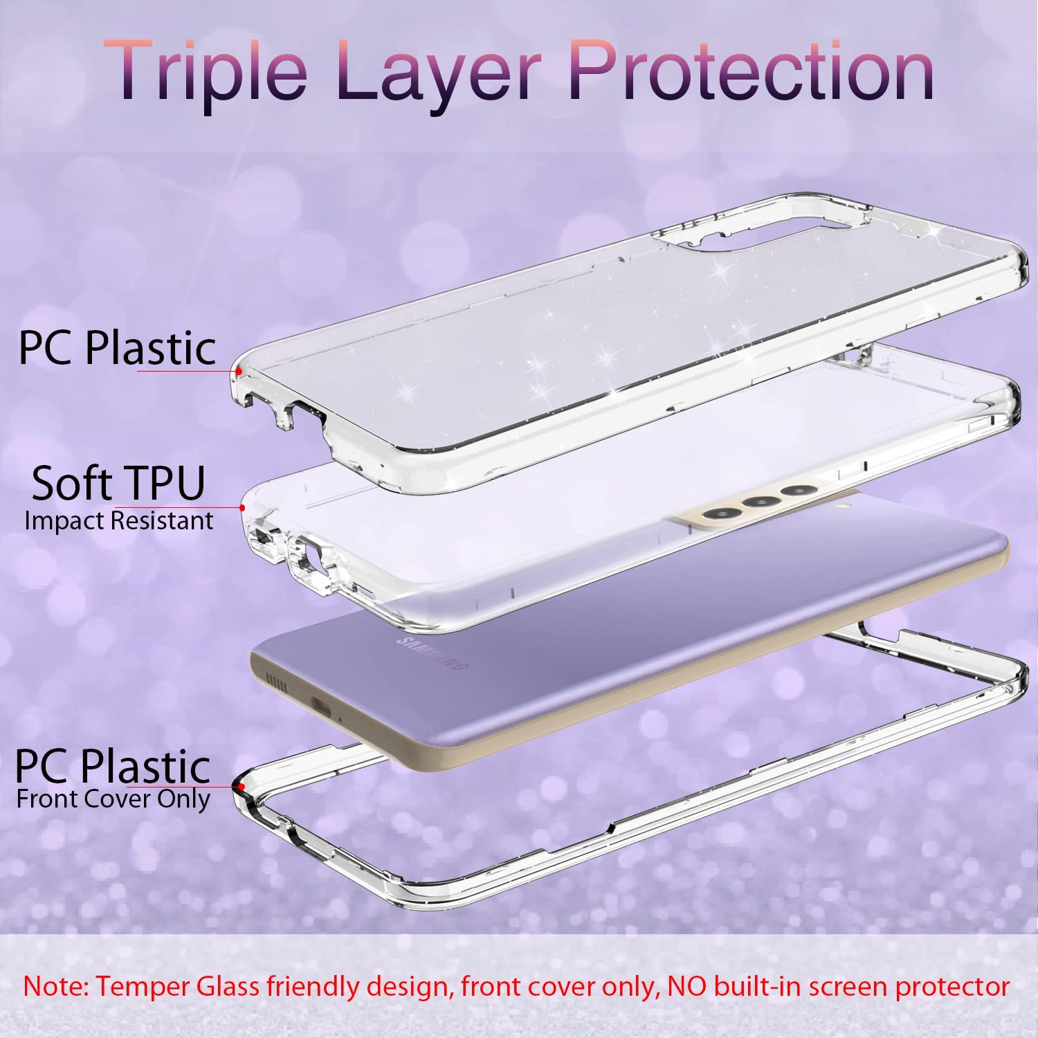 Premium Crystal Glitter Shockproof Case for Samsung Galaxy S22 - Heavy Duty Protection with Stylish Sparkle Design | Perfect for Everyday Use, Travel & Outdoor Activities