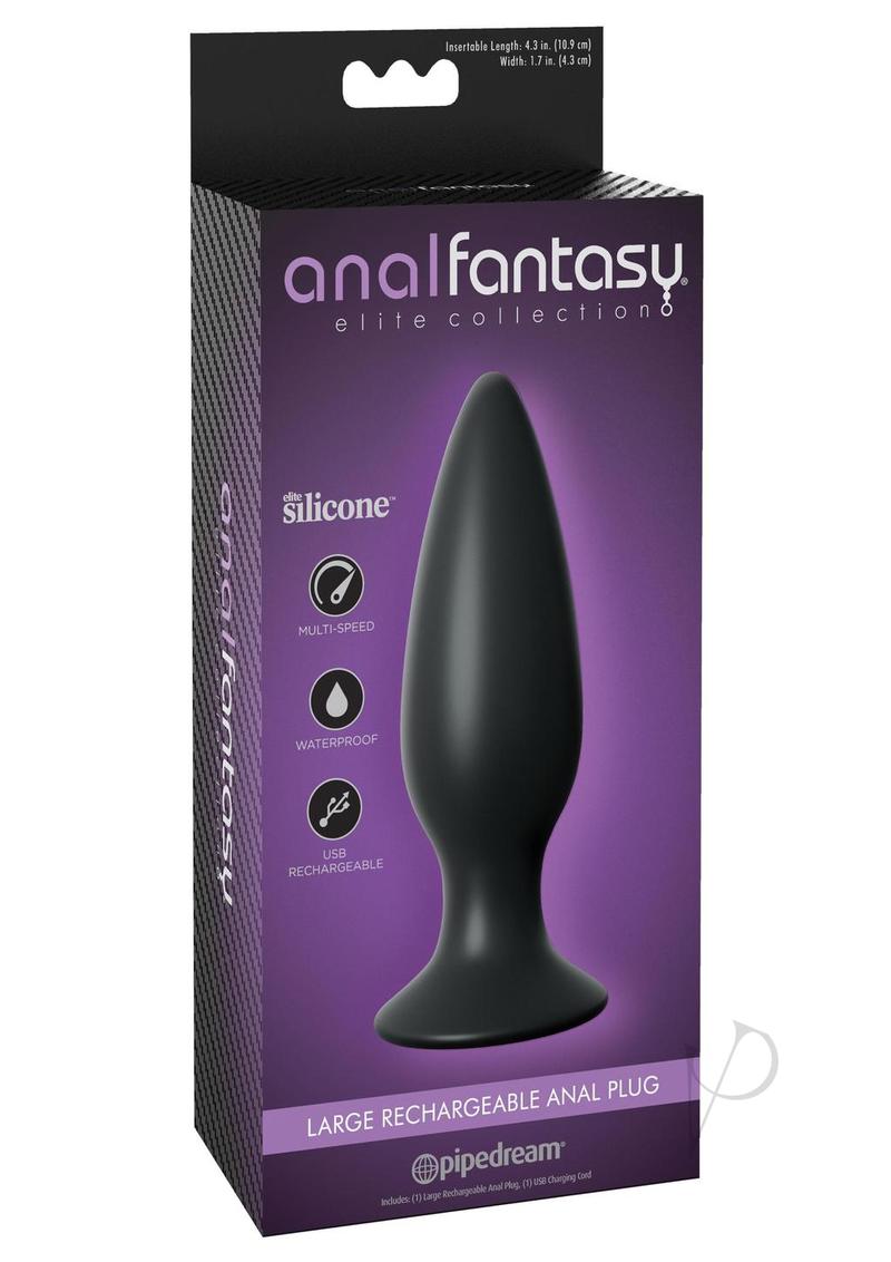 Anal Fantasy Elite Large Silicone Rechargeable Butt Plug - Black | Premium Adult Toy for Pleasure & Comfort | Perfect for Solo Play & Couples Exploration