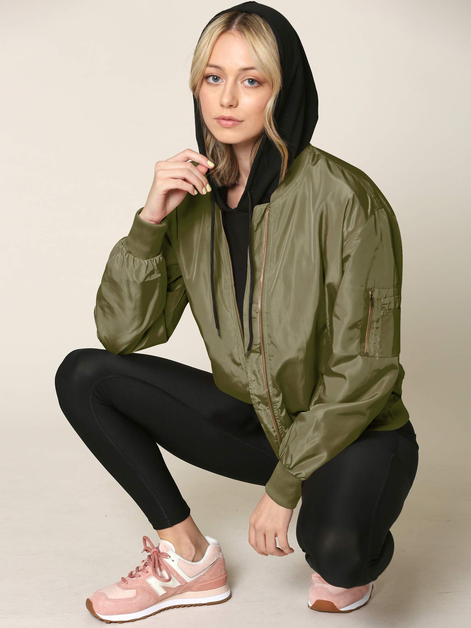 Lock and Love Women's Classic Lightweight Jacket - Multi Pocket Windbreaker Bomber Jacket for Outdoor Hiking, Travel & Casual Wear