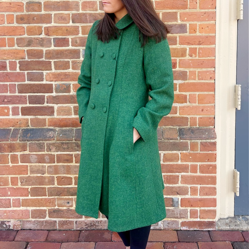 Belle Women's Semi Flare Harris Tweed Overcoat Coat - Classic Winter Wool Jacket (3 Color Options) for Office, Dating & Special Occasions