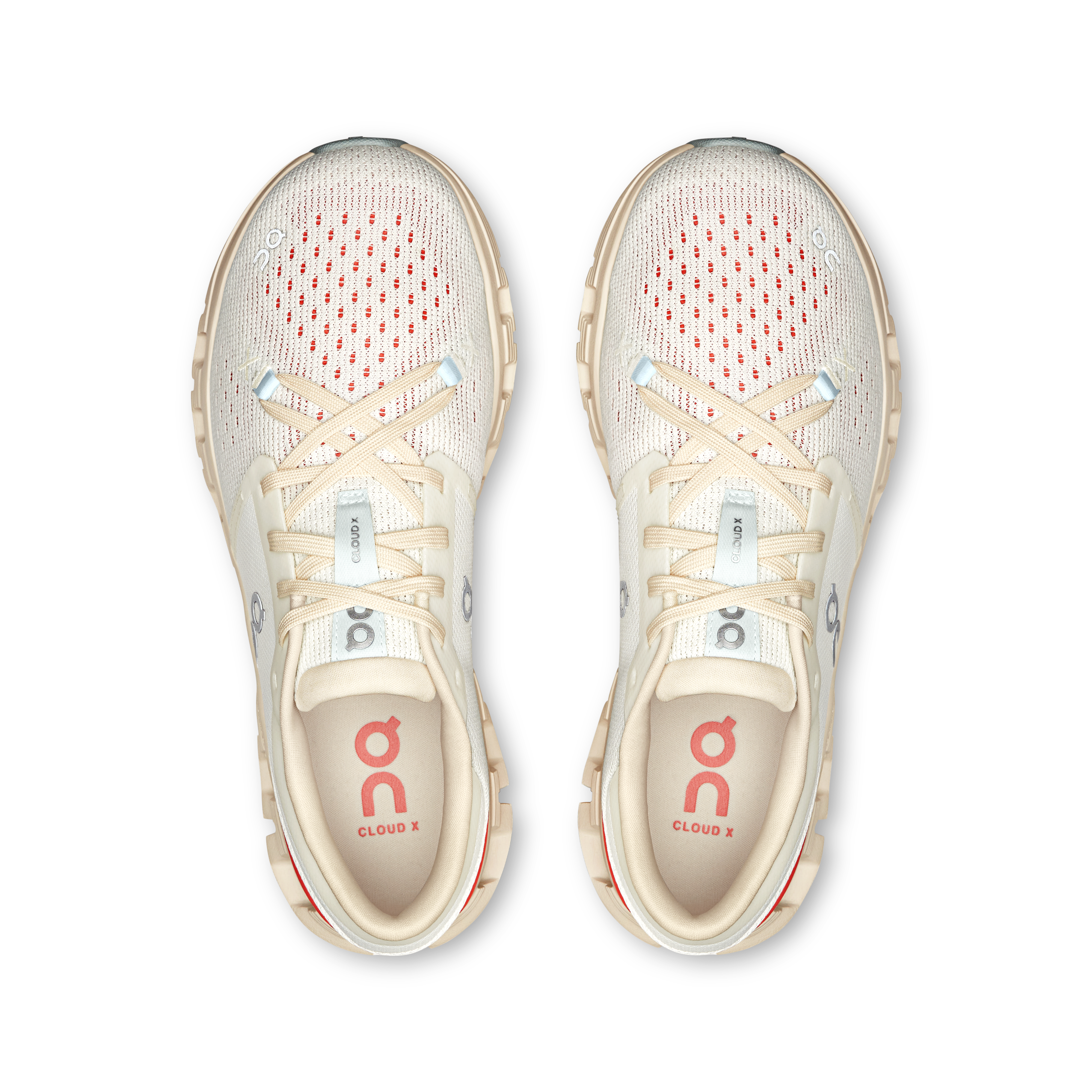Women's Cloud X 4 Running Shoes - Lightweight Comfort Sneakers for Women in Ivory/Salmon | Perfect for Jogging, Gym Workouts & Everyday Wear