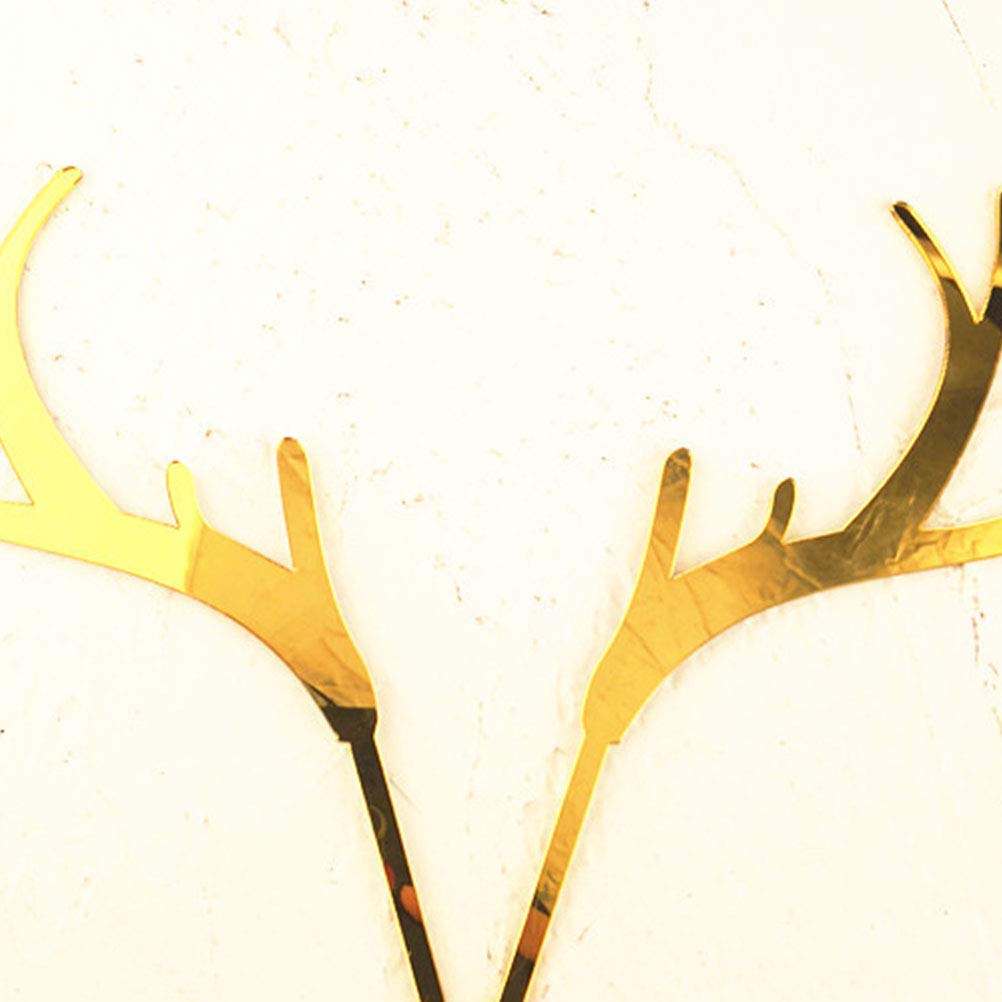 7 Pairs Acrylic Christmas Antlers Cake Toppers - Reindeer Horn Cake Decorations for Holiday Parties, Birthday Cakes, and Festive Dessert Decorating