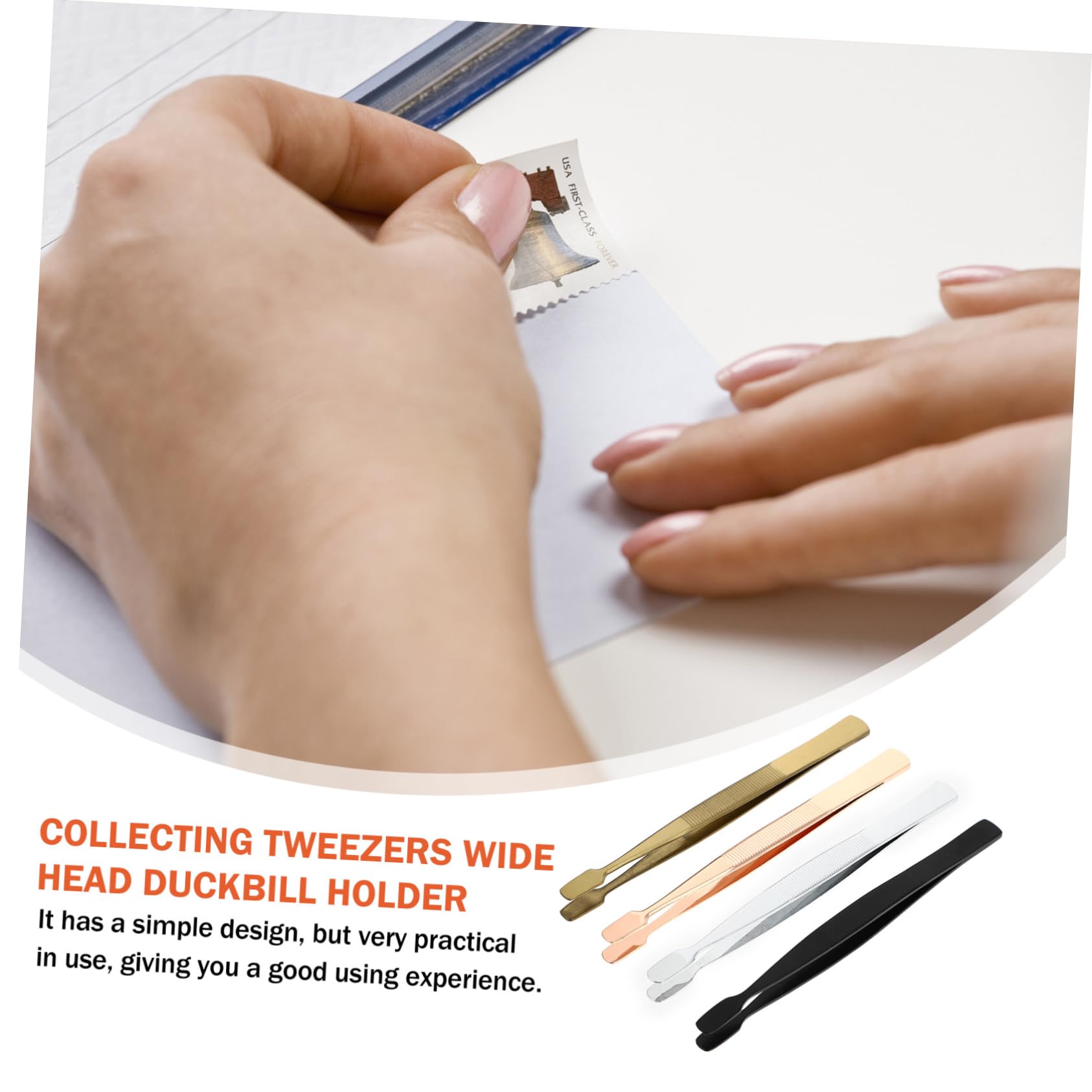 STOBOK 16-Piece Stainless Steel Stamp Collecting Tweezers Set - Round Tipped Philatelic Tweezers for Precise Handling, Letter Stamps, Soldering & Crafting | Perfect for Stamp Collectors, Jewelry Making & Electronics Repair