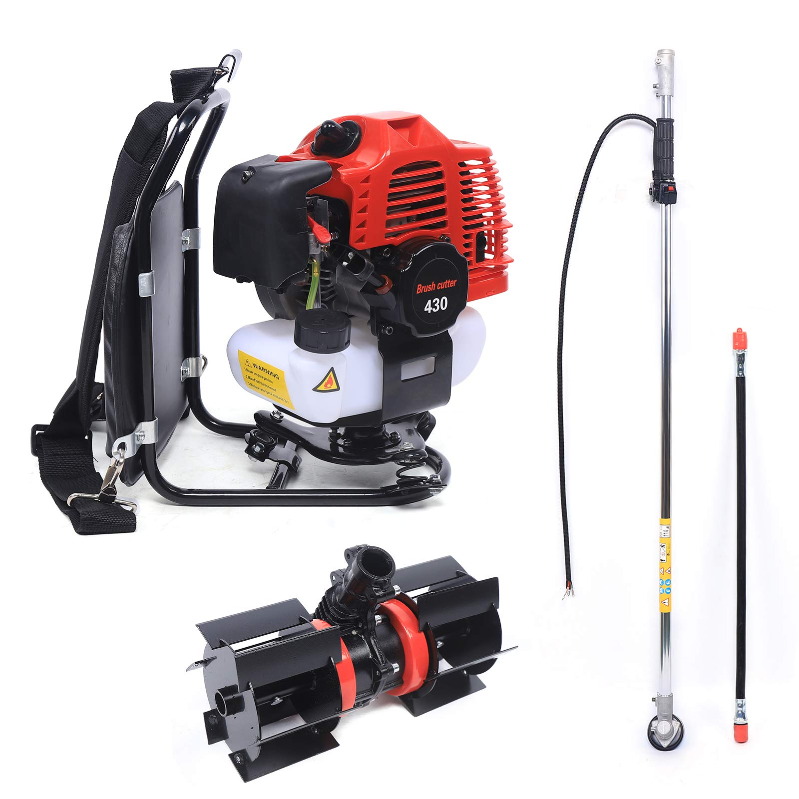 52CC Gas Powered Mini Cultivator - 3-in-1 Backpack Tiller, Cutter & Saw (1.7HP) for Lawn, Garden & Farmland - Ideal for Weed Control, Soil Cultivation & Landscaping | Perfect for Home Gardens, Small Farms & Land Maintenance