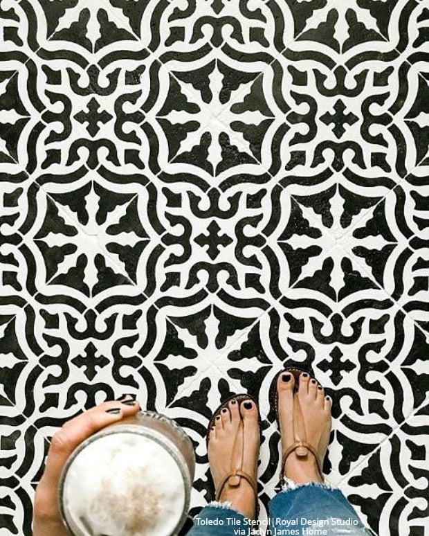Toledo Tile Stencil Kit - Reusable DIY Ceramic & Mosaic Tile Painting Template for Home Decor, Bathroom, and Kitchen Backsplash Projects