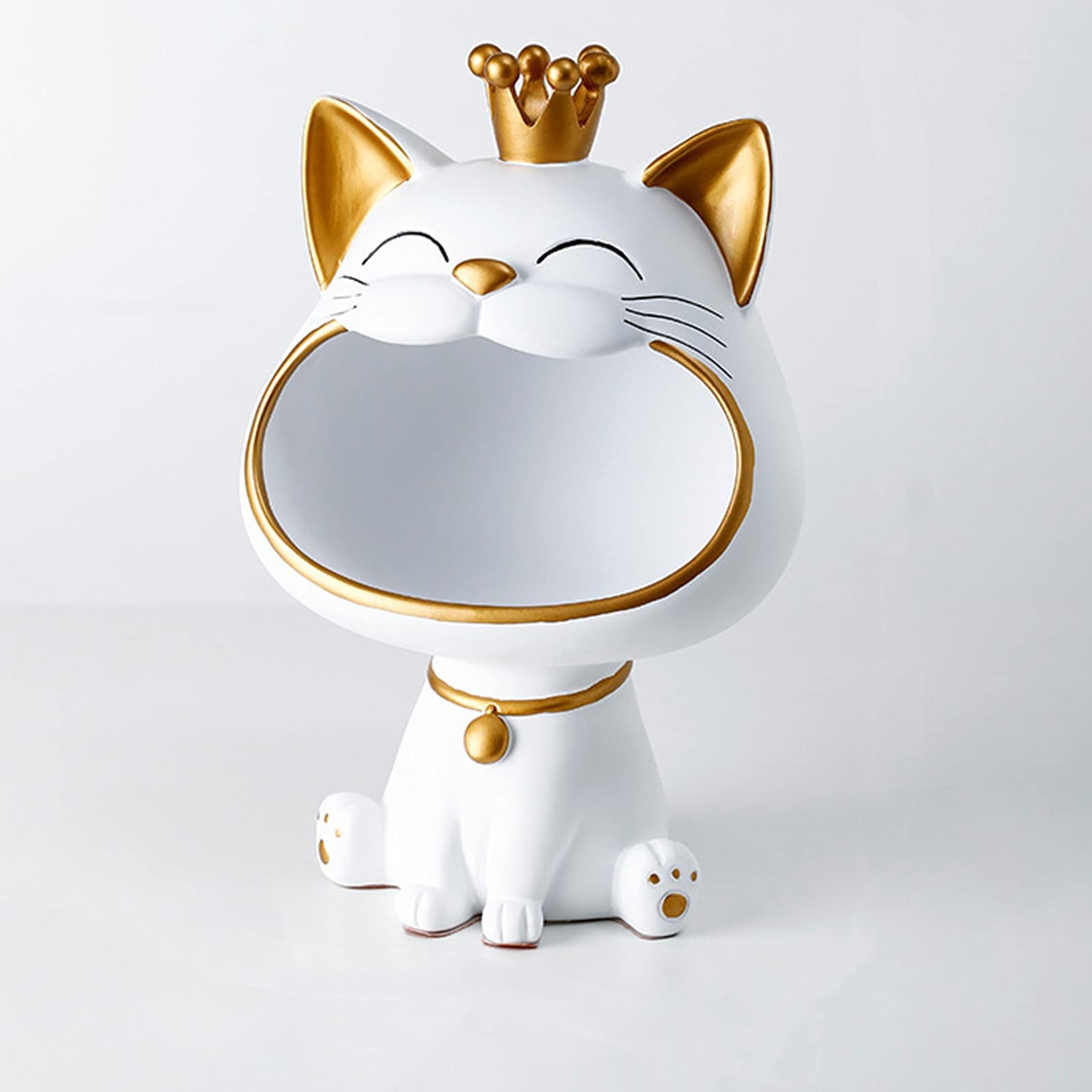 Cute Cat Decorative Table Tray - Jewelry & Key Holder Dish for Entryway, Vanity, Bathroom Counter & Dresser Top Organizer | Perfect for Home Decor, Gift & Daily Use