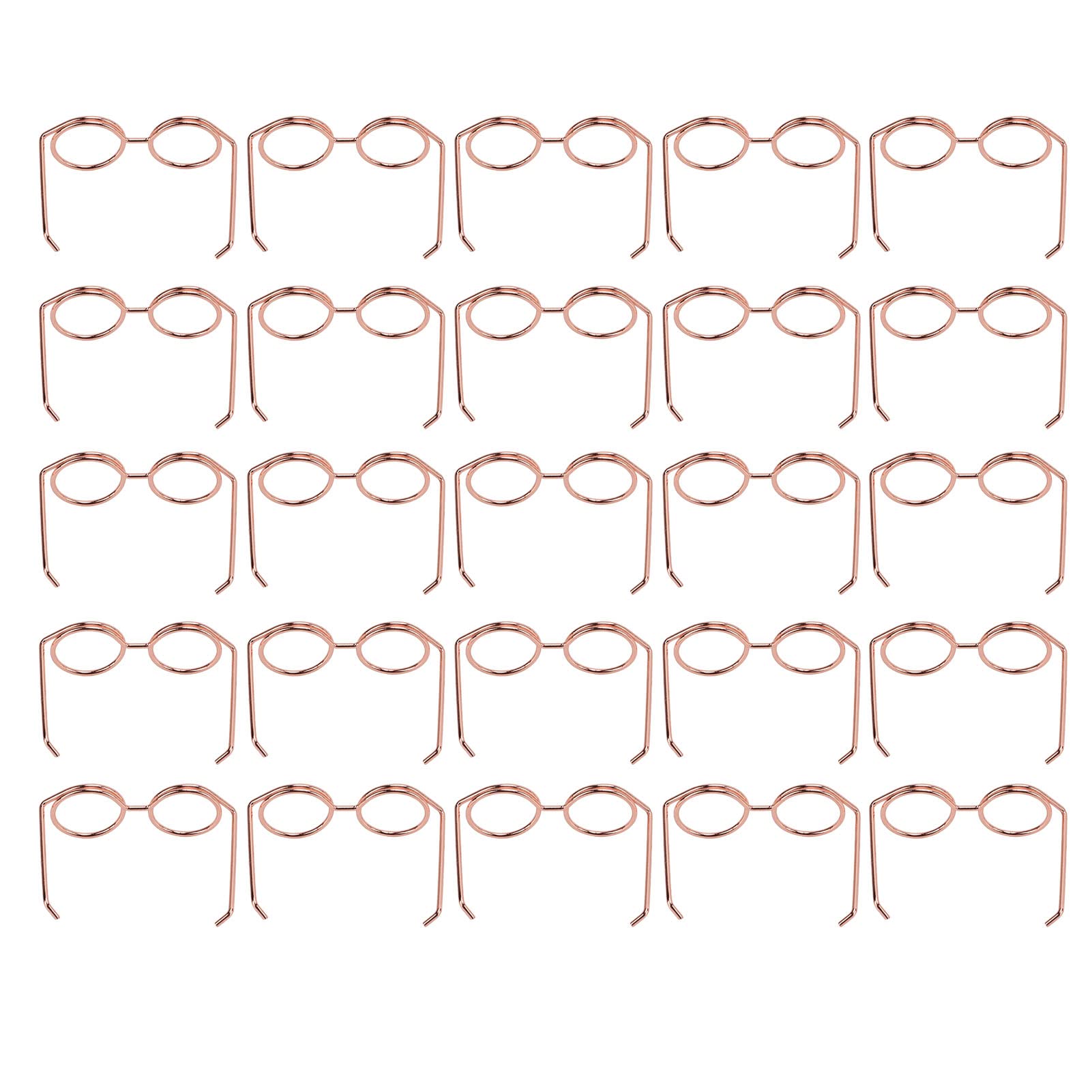Small Rose Gold Iron Paper Clips - Rustproof Glasses-Shaped Office Supplies for File Organization (100pcs Clear Box) | Perfect for Document Sorting, School Projects & Crafting
