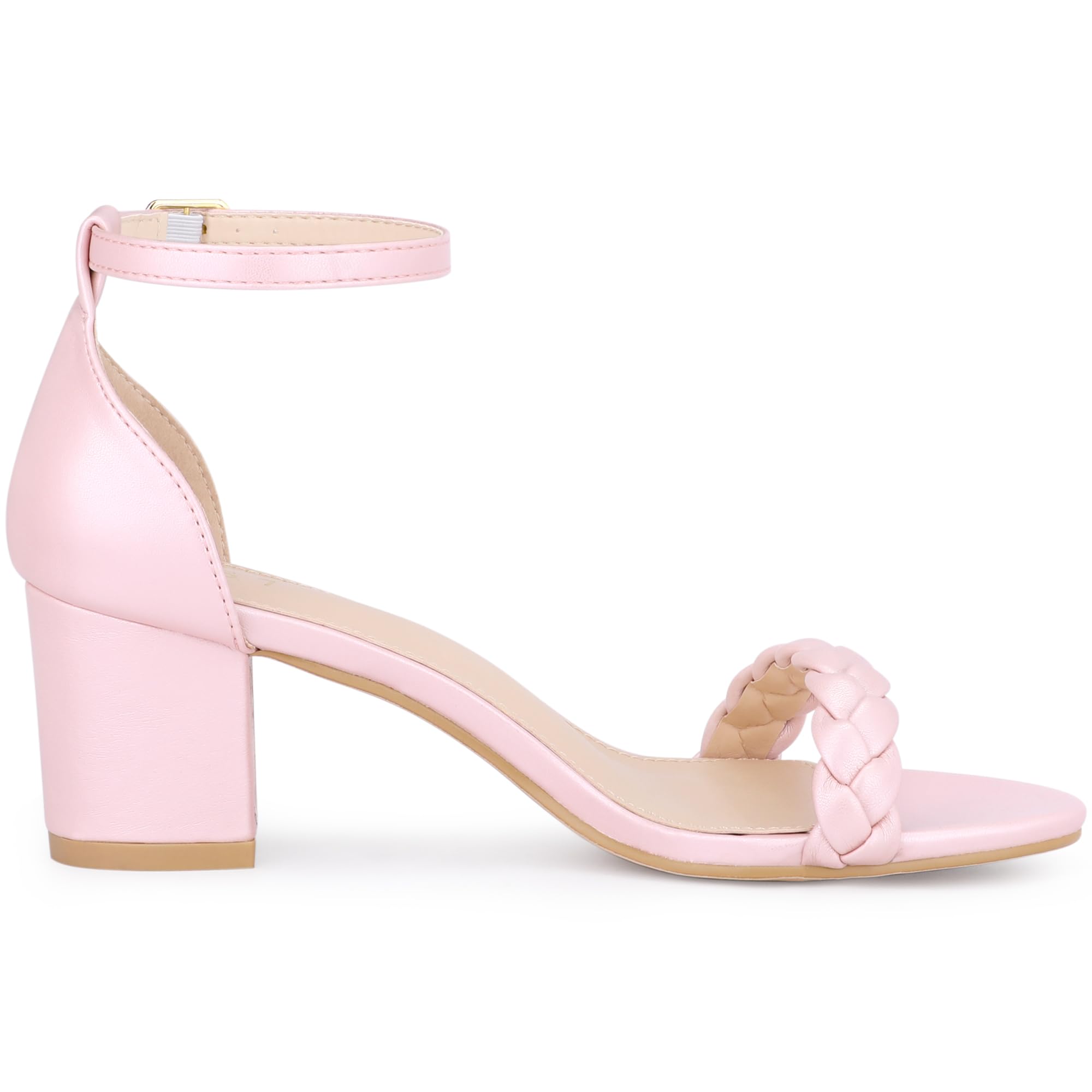 Allegra K Women's Chunky Heel Ankle Strap Sandals with Braided Detail - Comfortable Summer Dress Shoes for Weddings, Parties & Date Nights