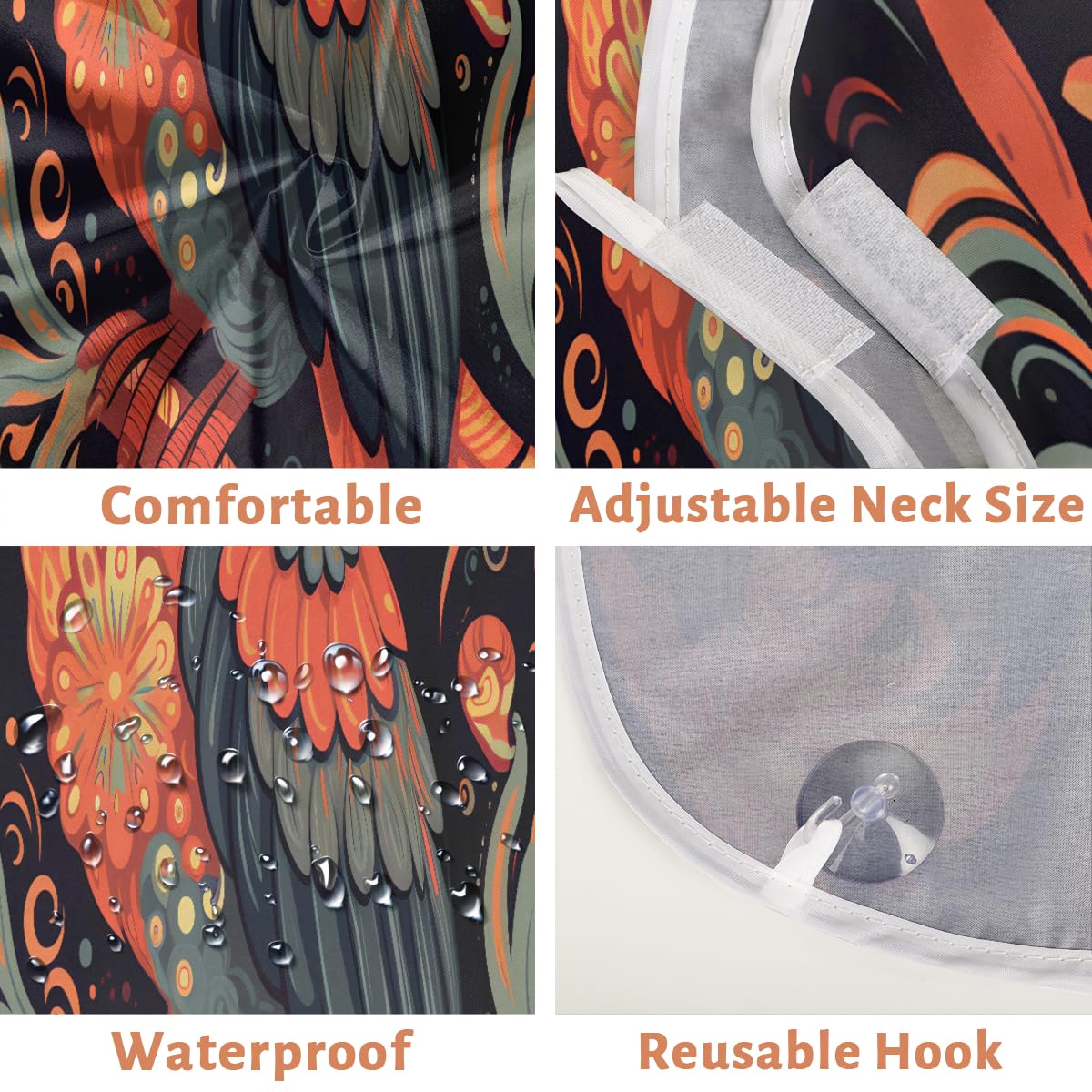 Men's Flame Beard Shaving Bib - Waterproof Hair Dye Apron for Barbers & Stylists, Parrot Design Barber Cape for Haircuts & Beard Trimming, Sink Hair Catcher - Perfect Gift for Grooming & Salon Use