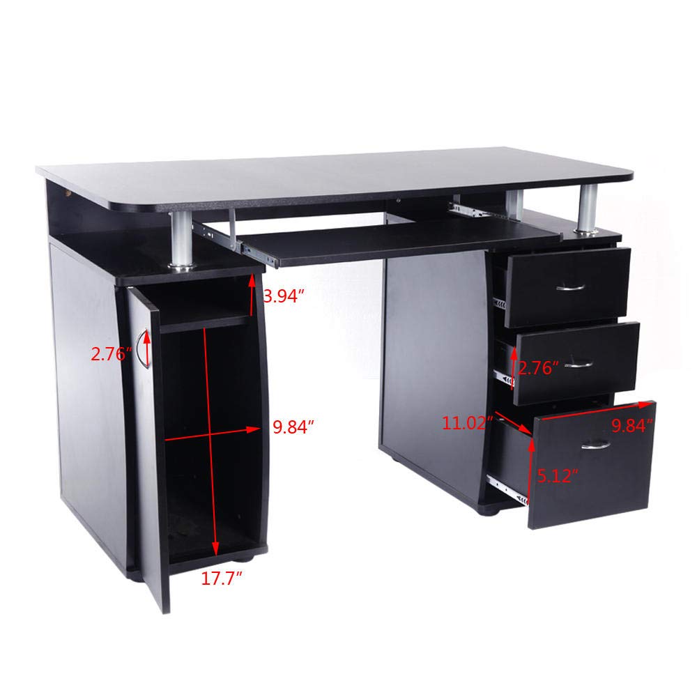 Ergonomic Computer Workstation Desk with Storage & Drawers - 45