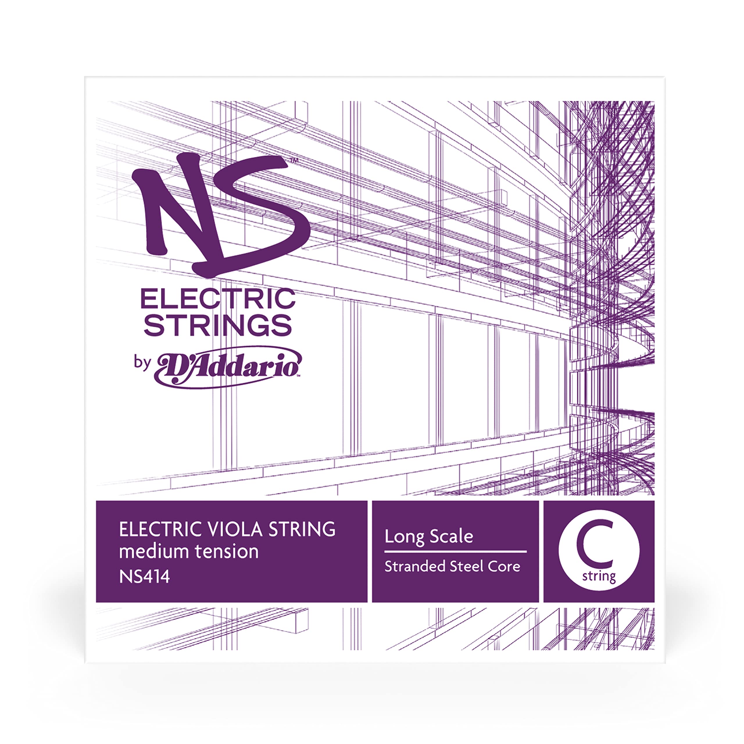 D'Addario NS Electric Viola C String - Long Scale Medium Tension Viola String for Electric Violas - Perfect for Professional Performances & Studio Recordings