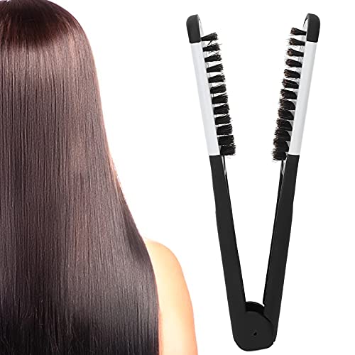 Double-Sided Hair Straightening Brush - Boar Bristle Styling Tool for Smooth & Shiny Hair at Home/Salon