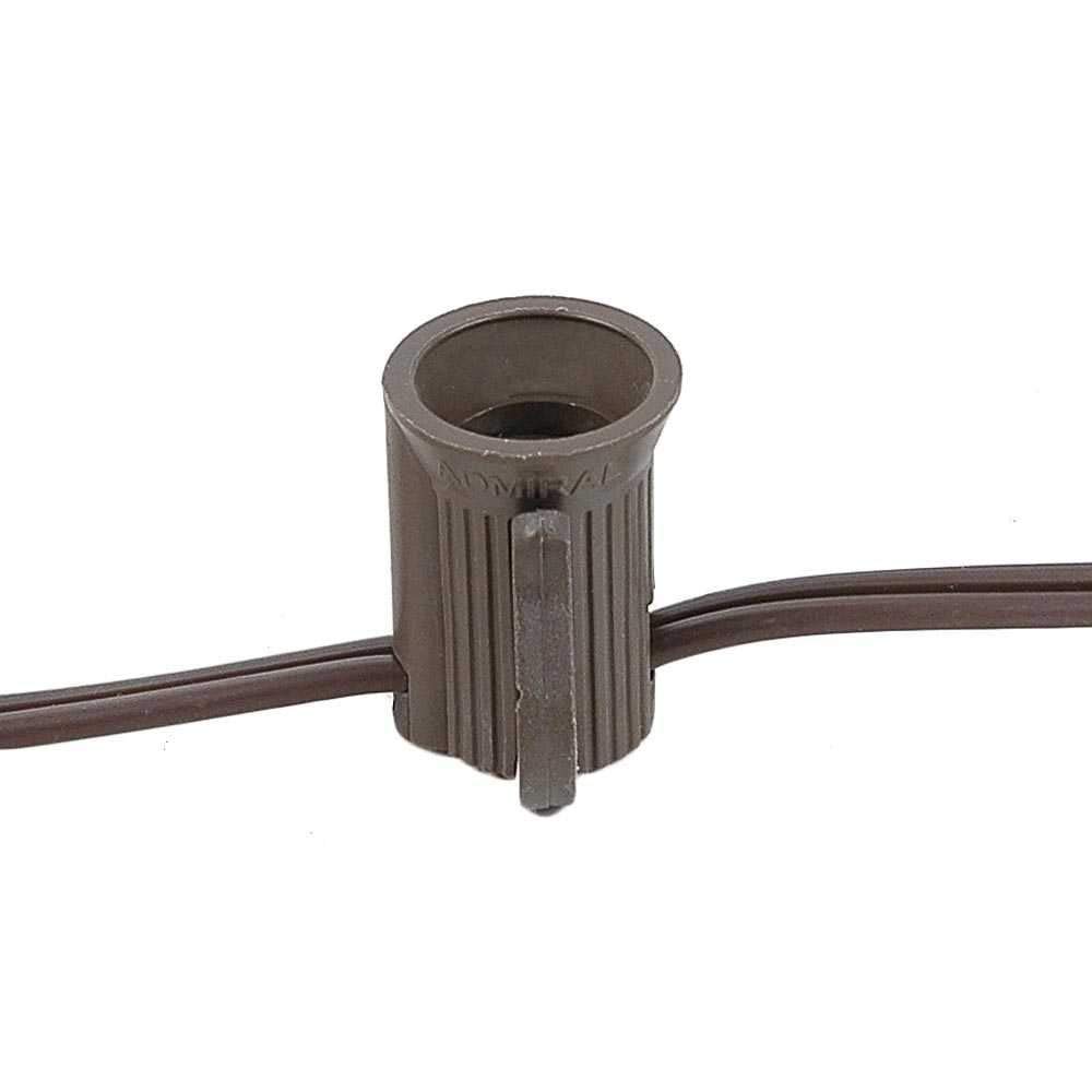 C7 Clear Christmas Lights Set - 25ft Brown Wire Indoor/Outdoor String Lights for Holiday Decorations, Patio, Garden & Party Lighting