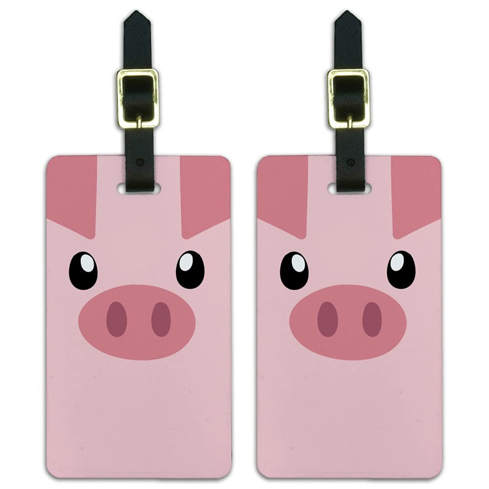 Pig Face Farm Animal Luggage ID Tags - Set of 2 Durable Suitcase Tags for Travel Identification | Perfect for Kids' Backpacks, Pet Carriers & Carry-On Bags