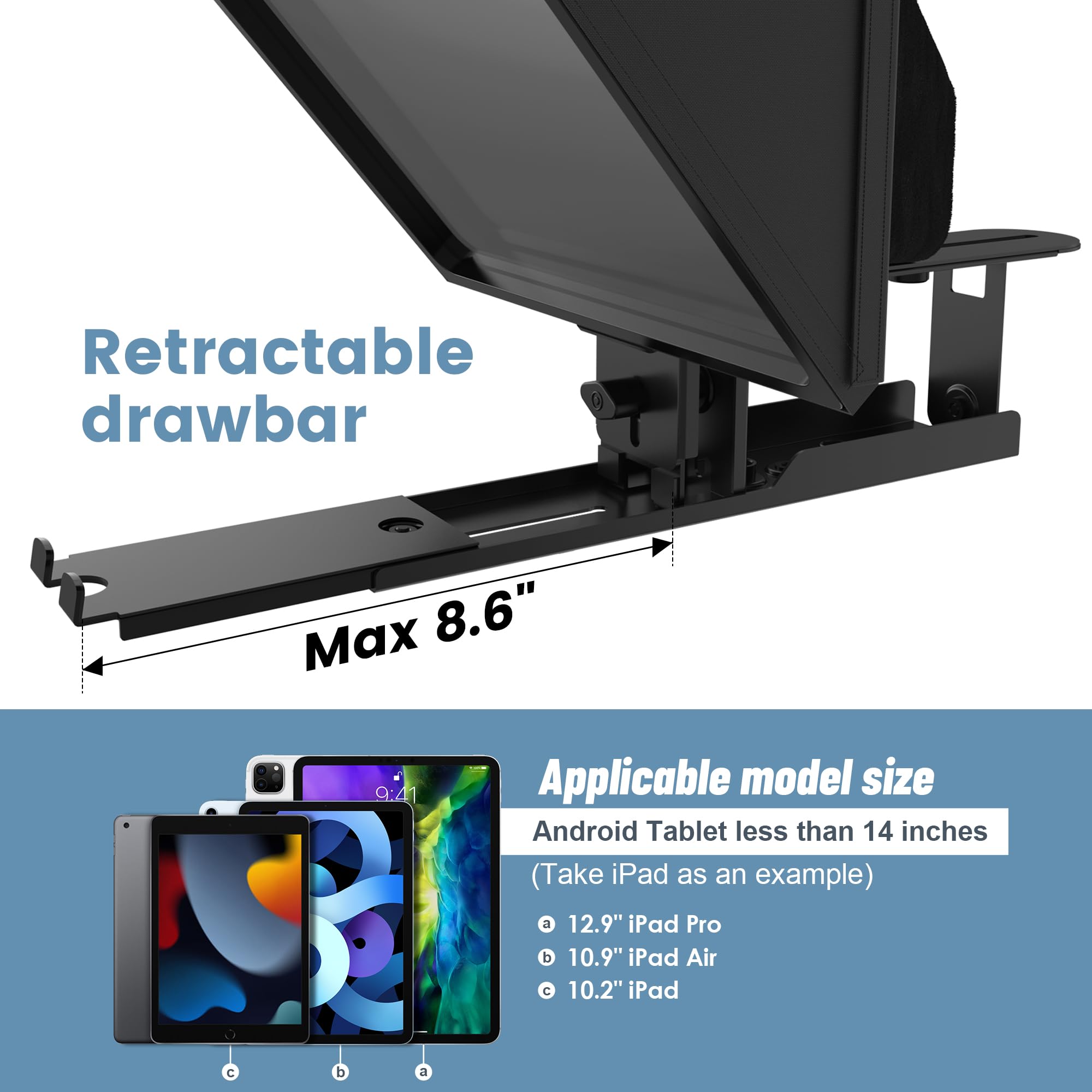14 Inch Professional Teleprompter for Camera - iPad Compatible (14