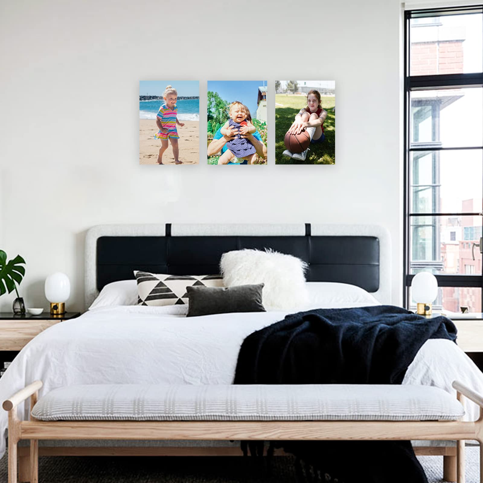 Custom Canvas Prints with Your Photos - 3 Panel Personalized Picture Wall Art | Wedding, Family & Friends Gift Idea | Framed & Ready to Hang (20x28 Inches, 3 Photos) | Perfect for Living Room, Bedroom Decor & Anniversary Presents